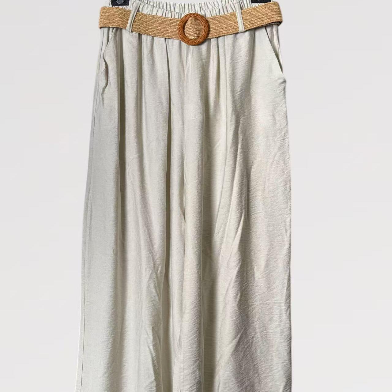 Pantalone Palazzo Fluido con Cintura Intrecciata - made in italy Viscosa 80% Nylon 20%