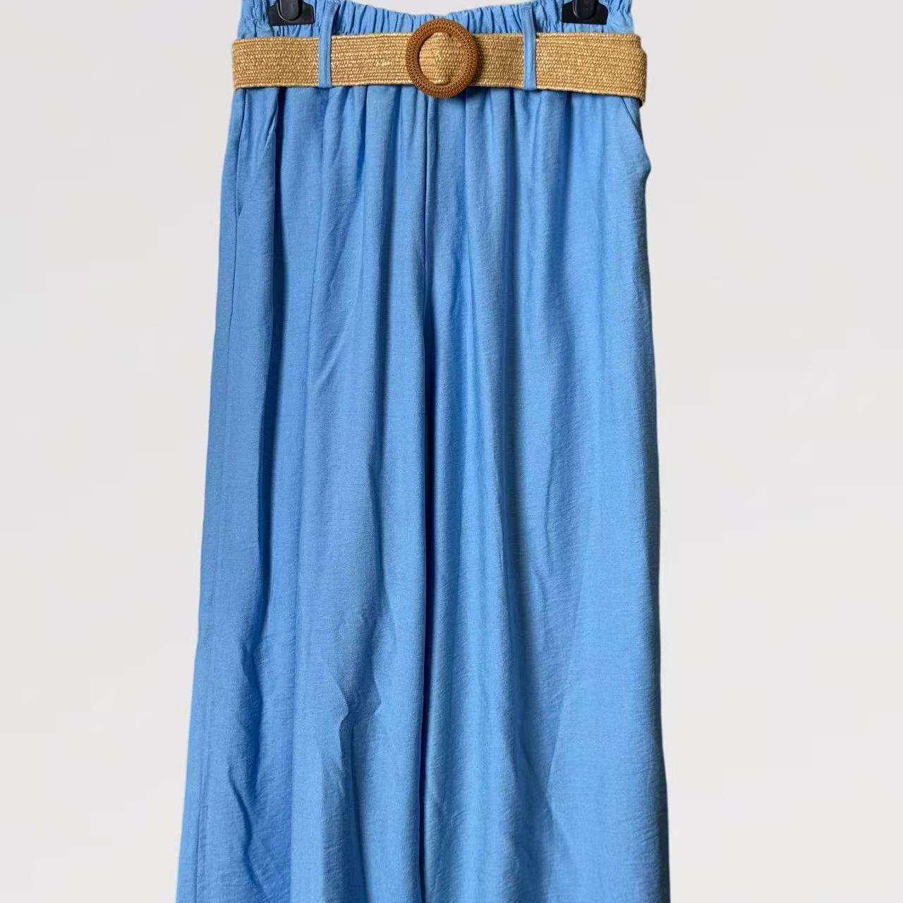 Pantalone Palazzo Fluido con Cintura Intrecciata - made in italy Viscosa 80% Nylon 20%
