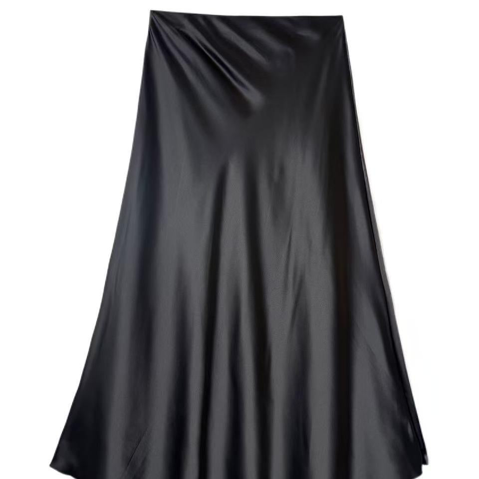 Gonna Lunga Effetto Raso Made in Italy con Finish Luminoso e Setoso Taglio Fluido e Elasticizzata per Comfort e Eleganza Perfetta per Occasioni Speciali