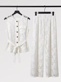 Completo Smanicato Pizzo – Top con Nodo & Pantalone Palazzo