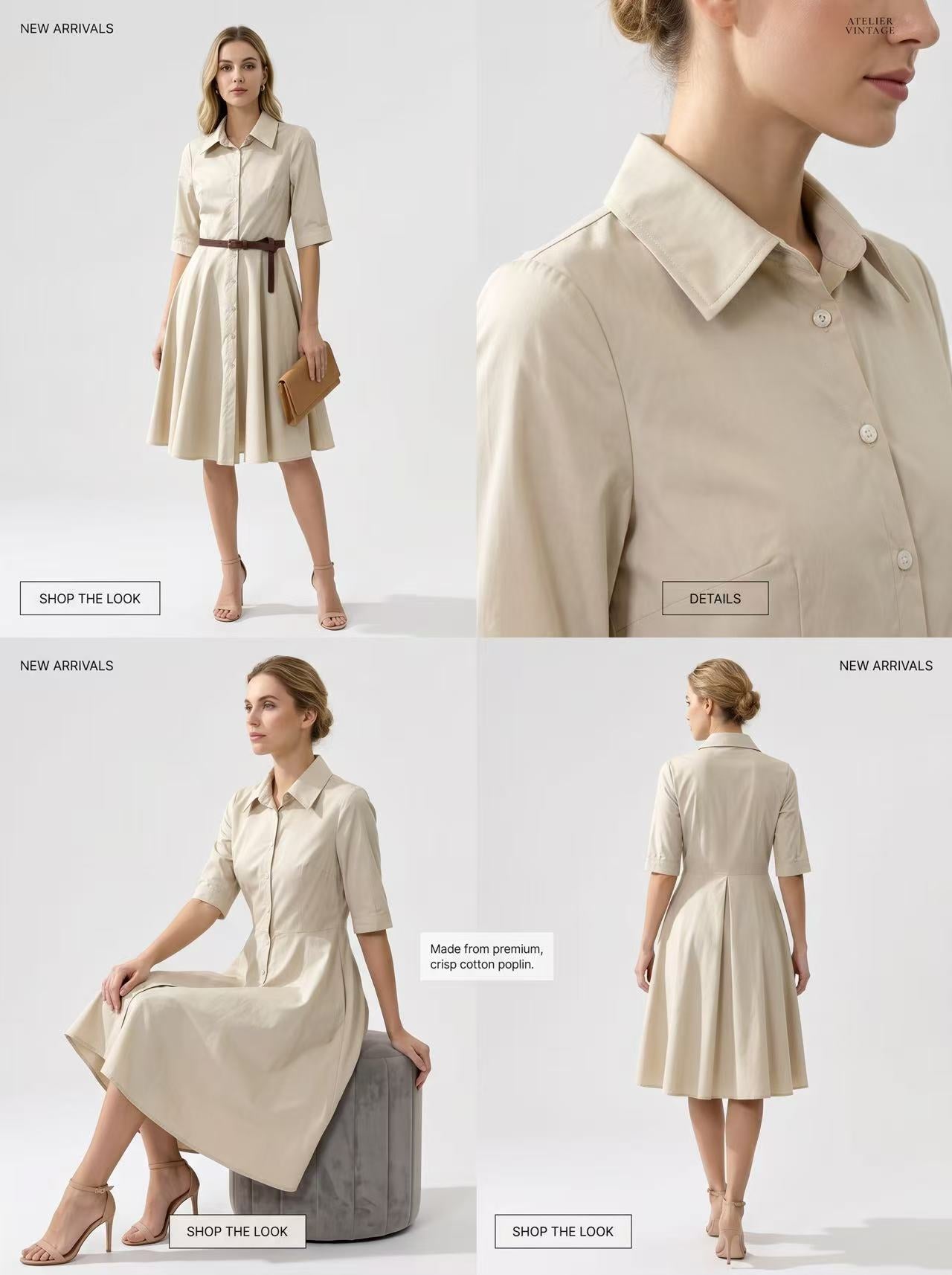 Abito Camicia  100% Cotone - Made in Italy