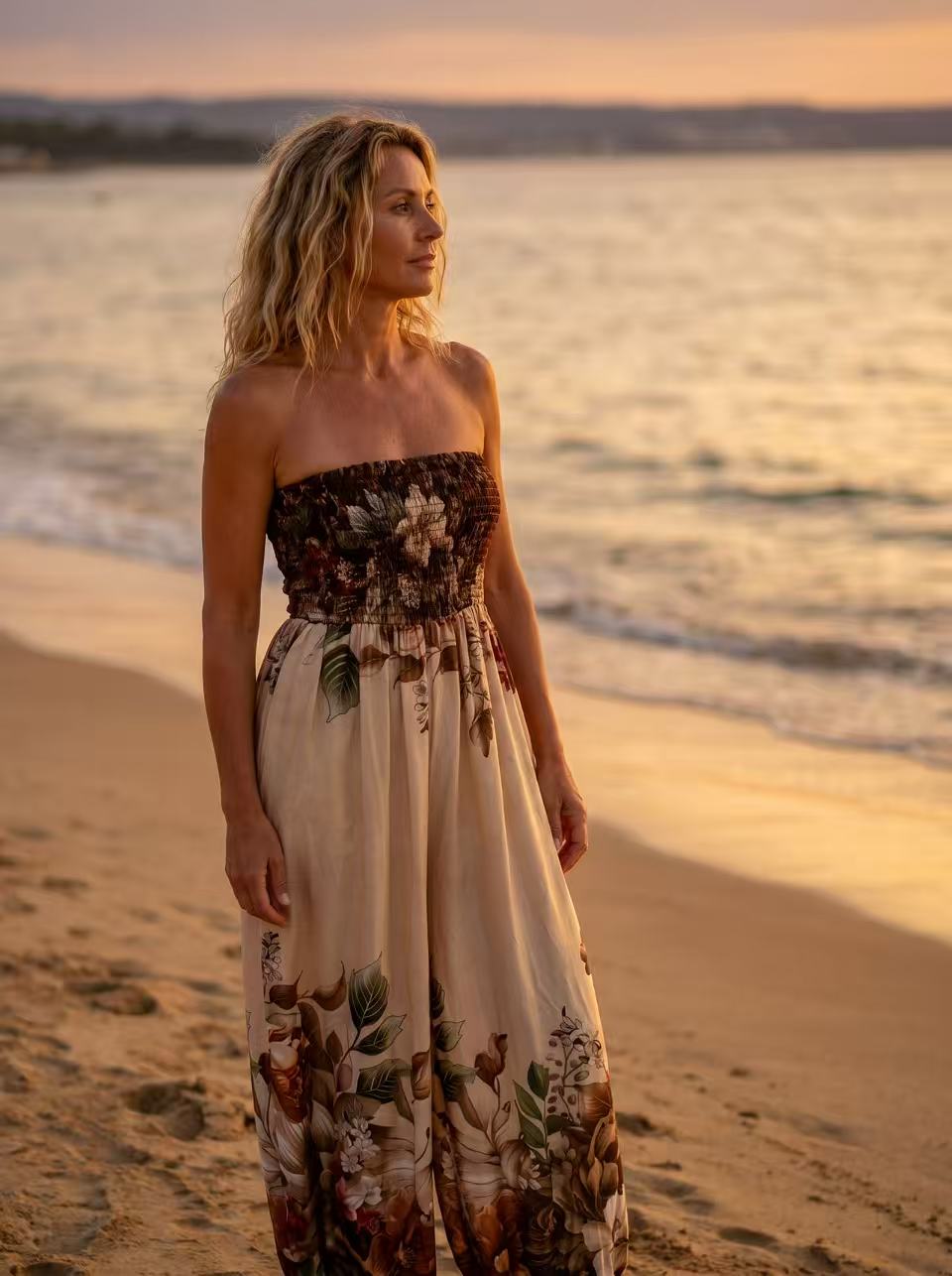 Overall Jumpsuit FLOWER aus Viskose – Made in Italy
