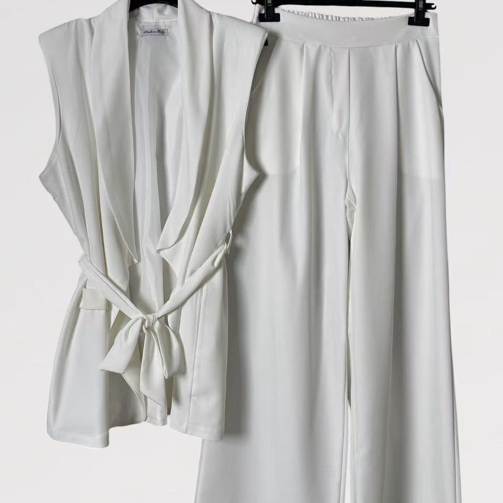 Completo Tailleur Gilet Lungo con cintura in vita - Made in Italy
