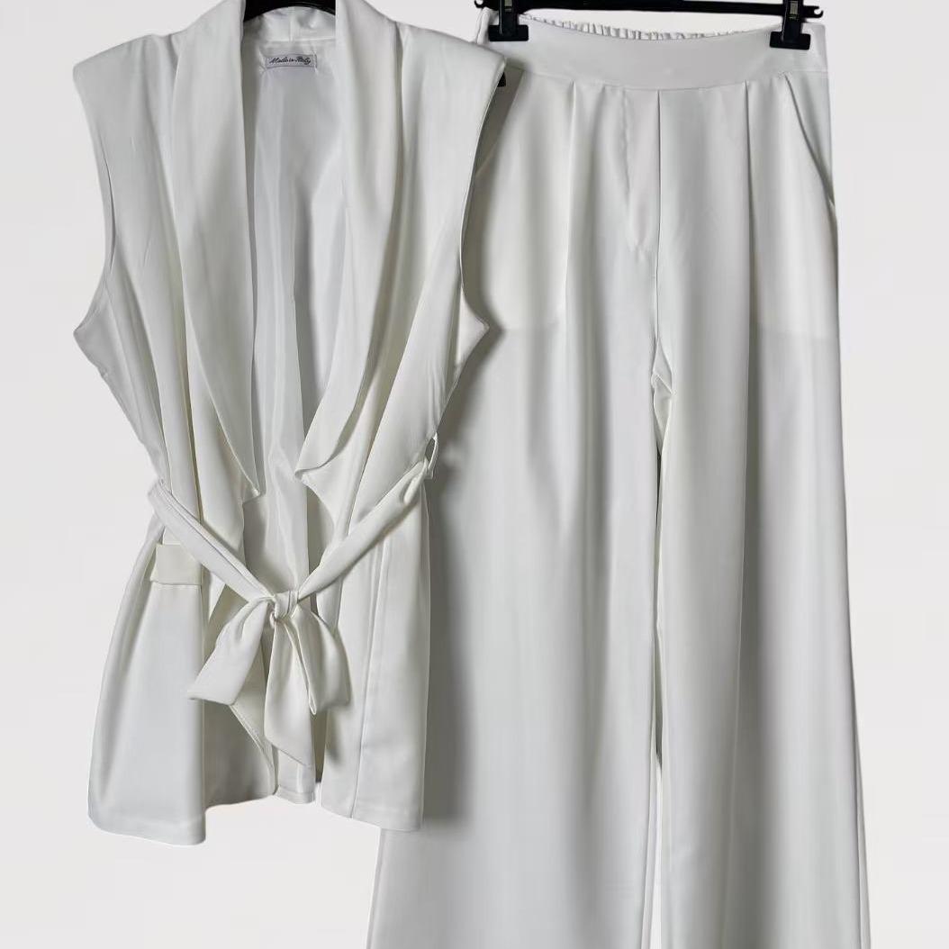 Completo Tailleur Gilet Lungo con cintura in vita - Made in Italy