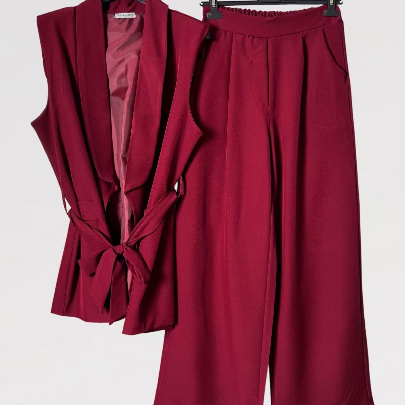 Completo Tailleur Gilet Lungo con cintura in vita - Made in Italy