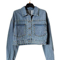 Giacca Denim Crop con Strass Lumina Multicolor