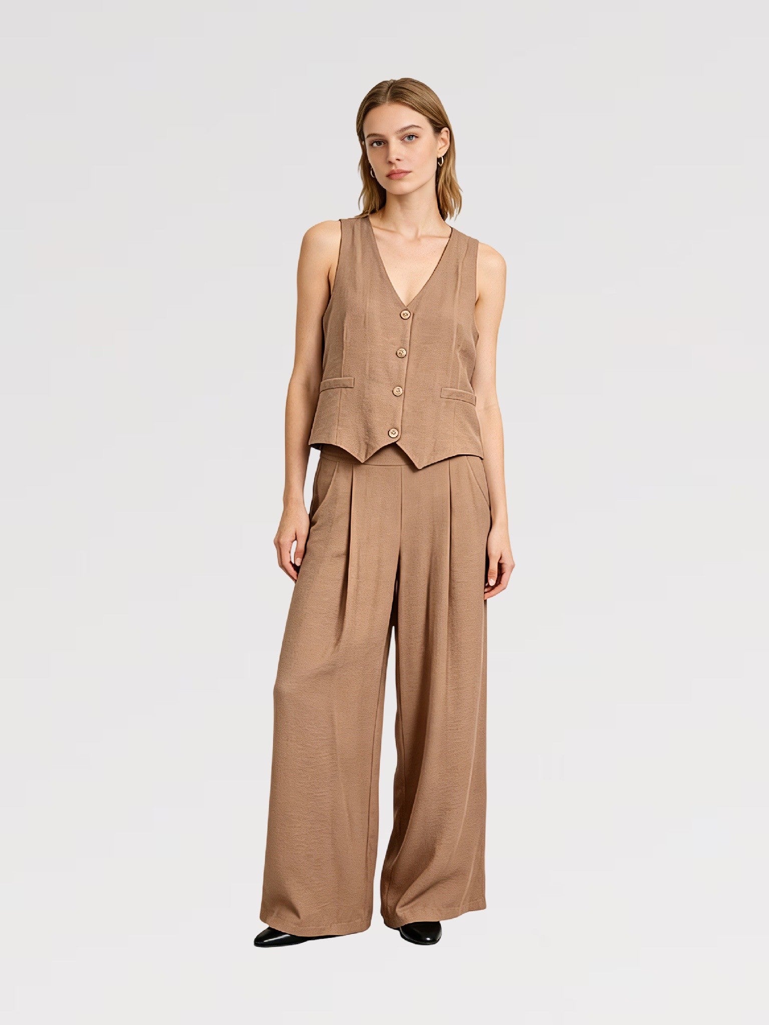 Completo Gilet & Pantalone in Viscosa – Coordinato set 2 pezzi - Made in Italy