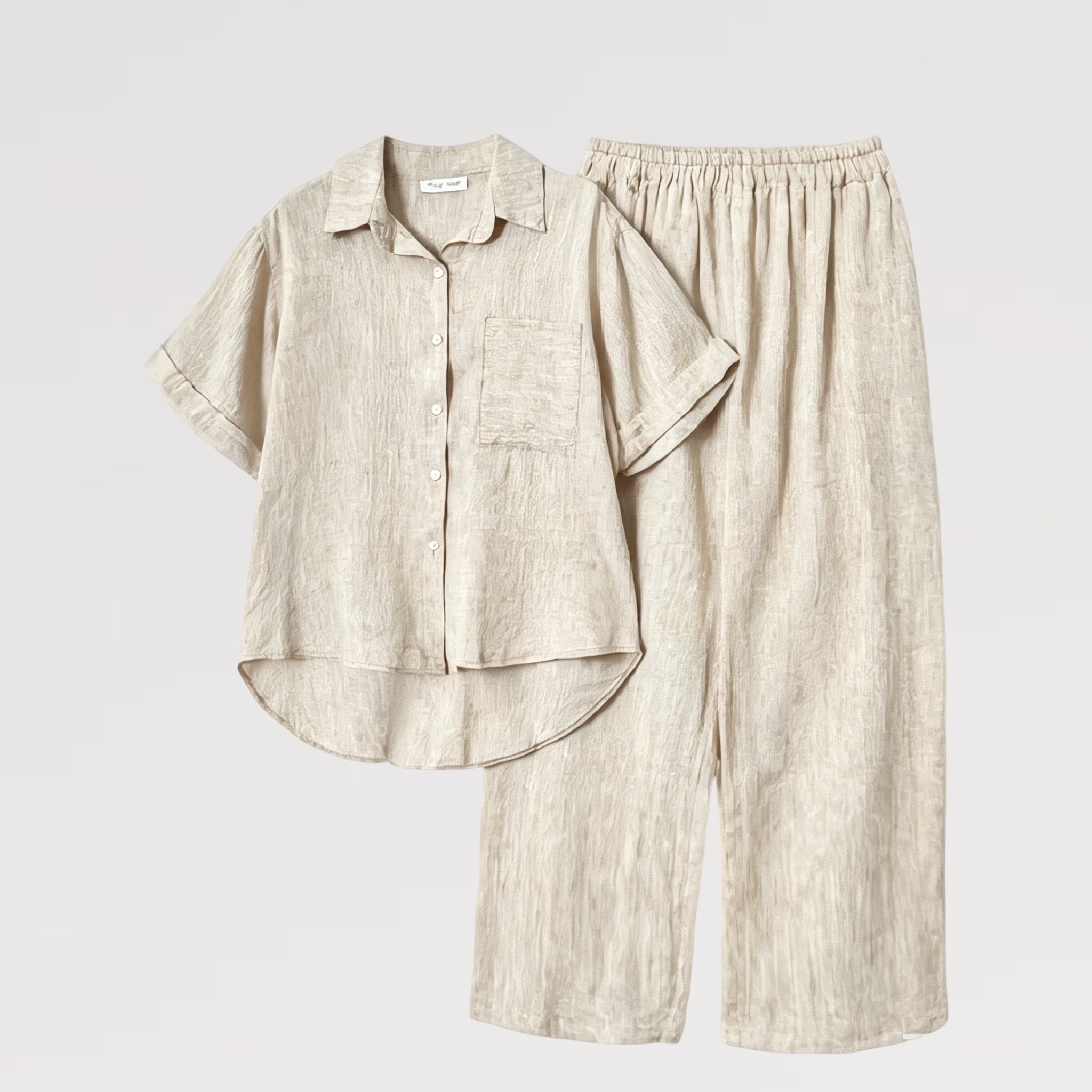 【Lady First】Completo ELENA Summer Vibes Lino&Cotone Taglia Unica Camicia Over Pantalone Ampio Comfort