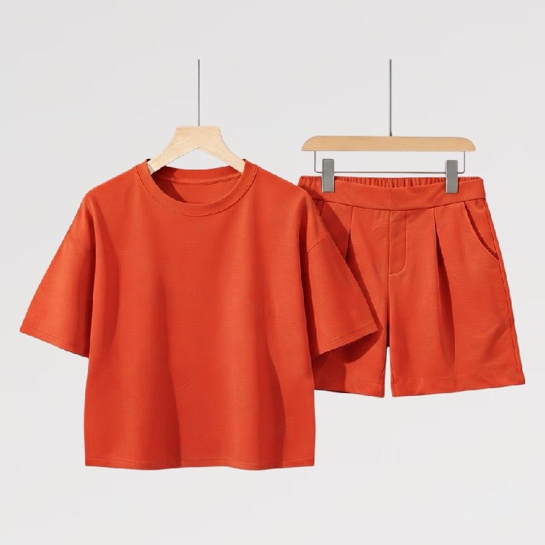 【Lady First】Set SOFIA Bermuda e T-Shirt Oversize Made in Italy Cotone Viscosa