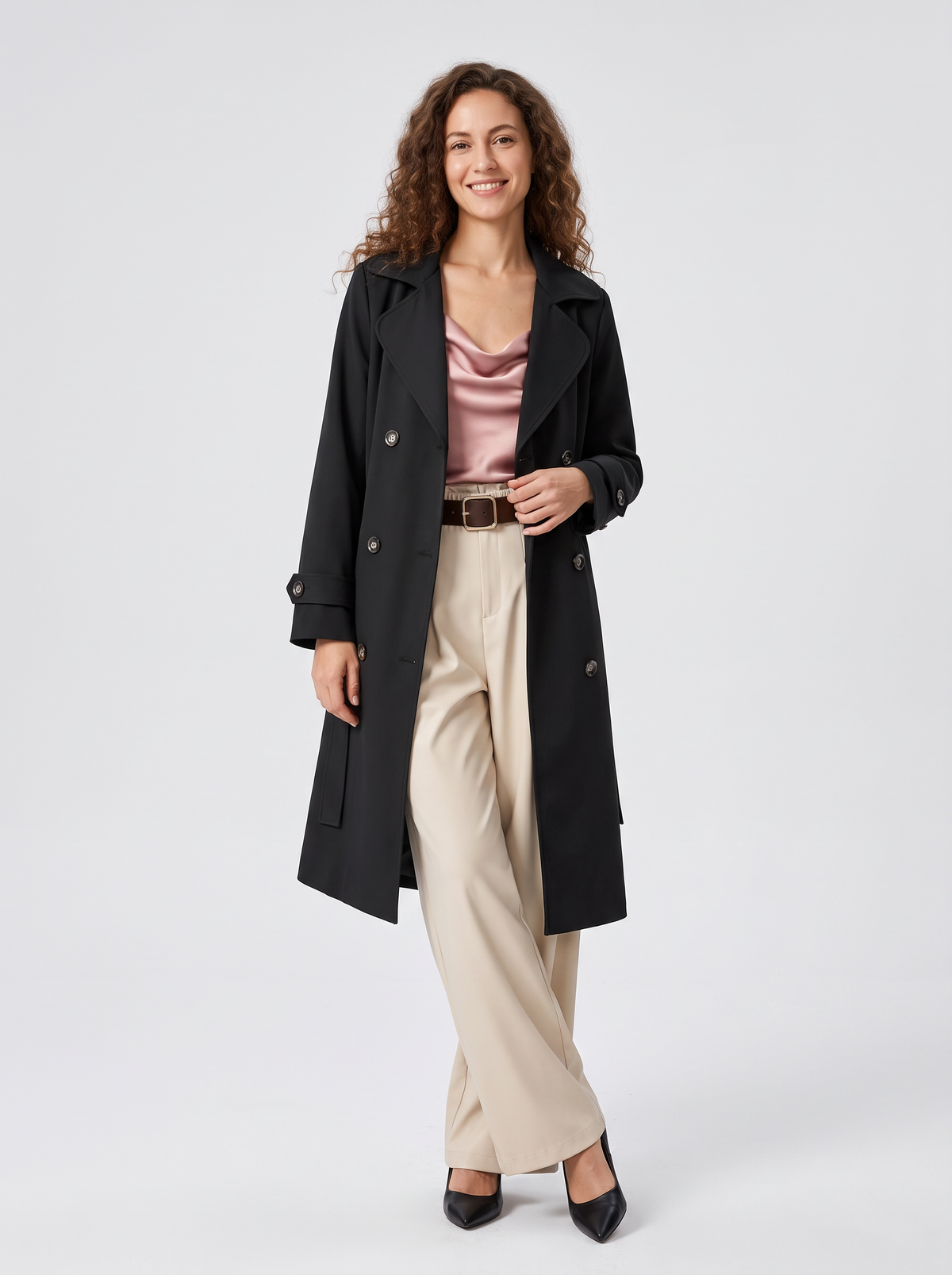 【Lady First】Trench Coat Elegance - Made in Italy - Eleganza Italiana con Stile Distintivo e Design Affascinante Sette Colori Eleganti Cuffia