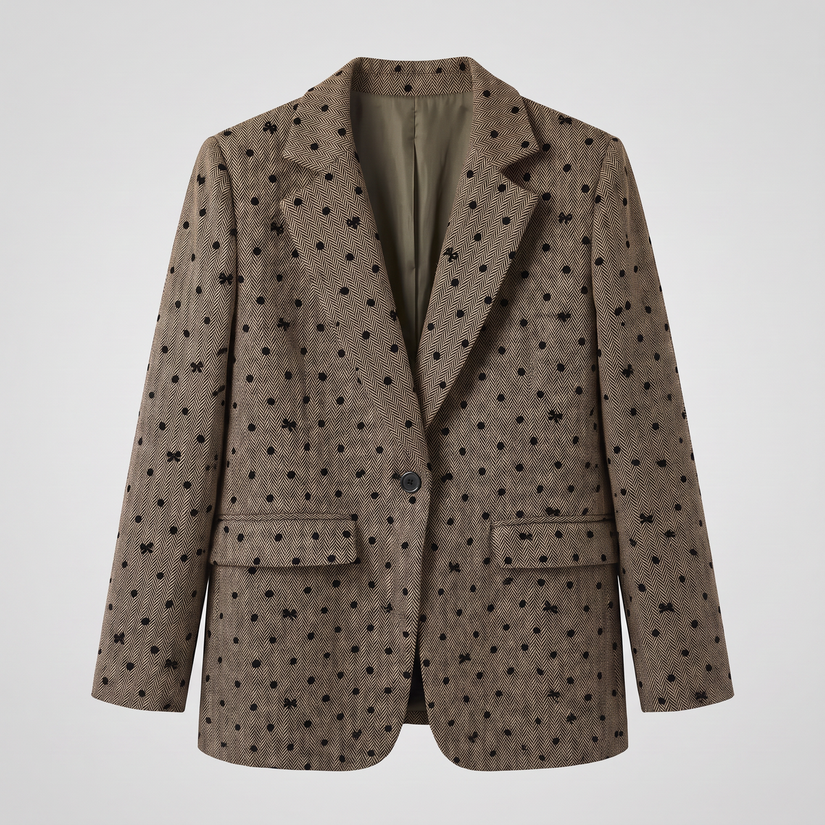 【Lady First】Blazer Vittoria Misto Lana fantasia pois e fiocchetti, oversize Made in Italy