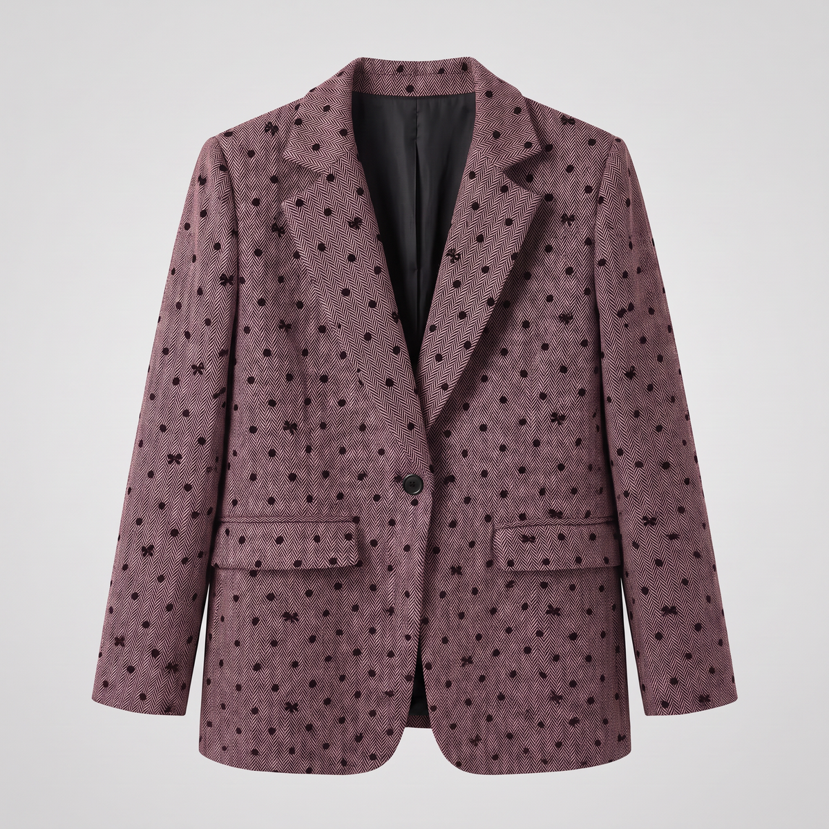 【Lady First】Blazer Vittoria Misto Lana fantasia pois e fiocchetti, oversize Made in Italy