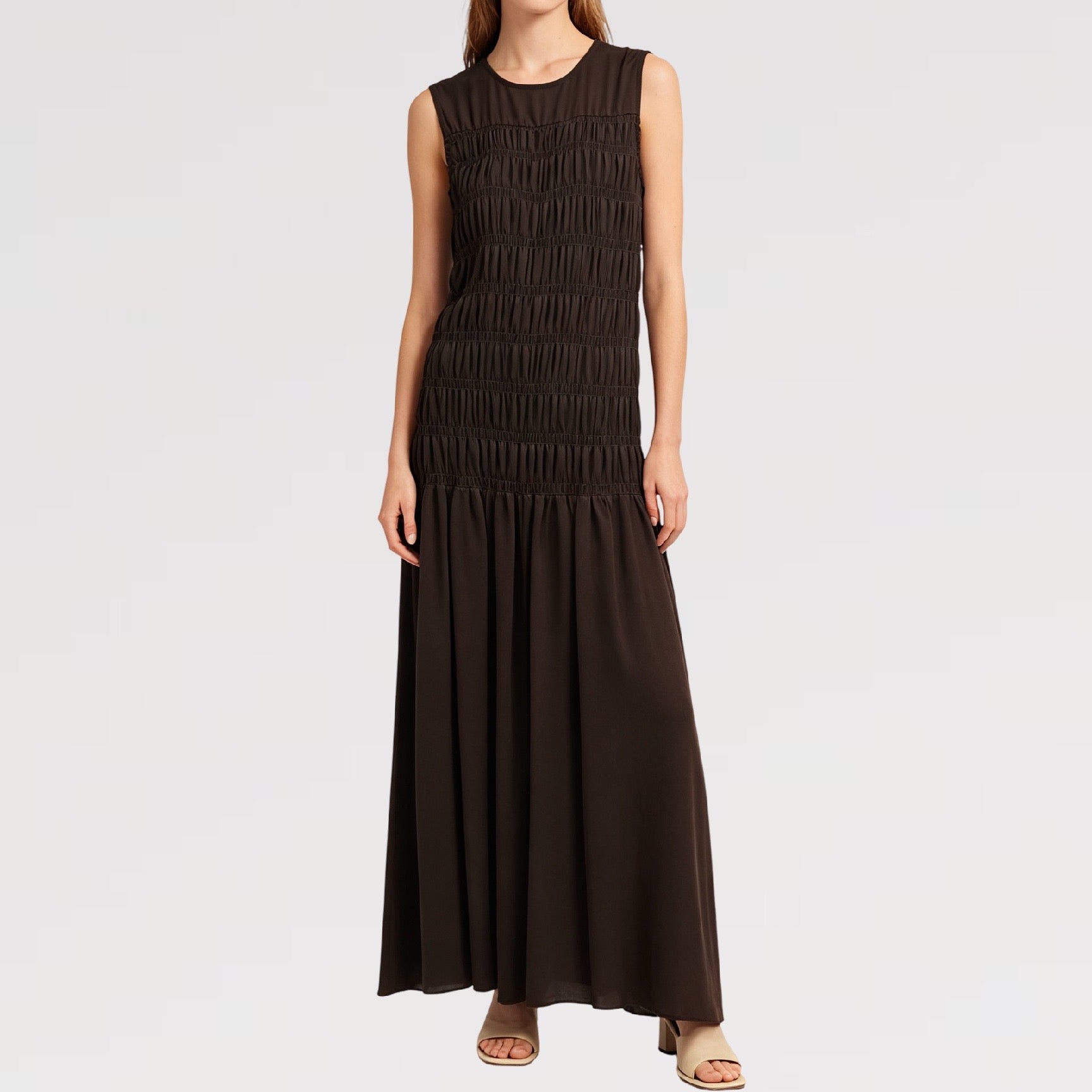 【Lady First】Abito lungo senza spalline Made in Italia 55% Lino 45% Viscosa, vestito a fascia elasticizzata