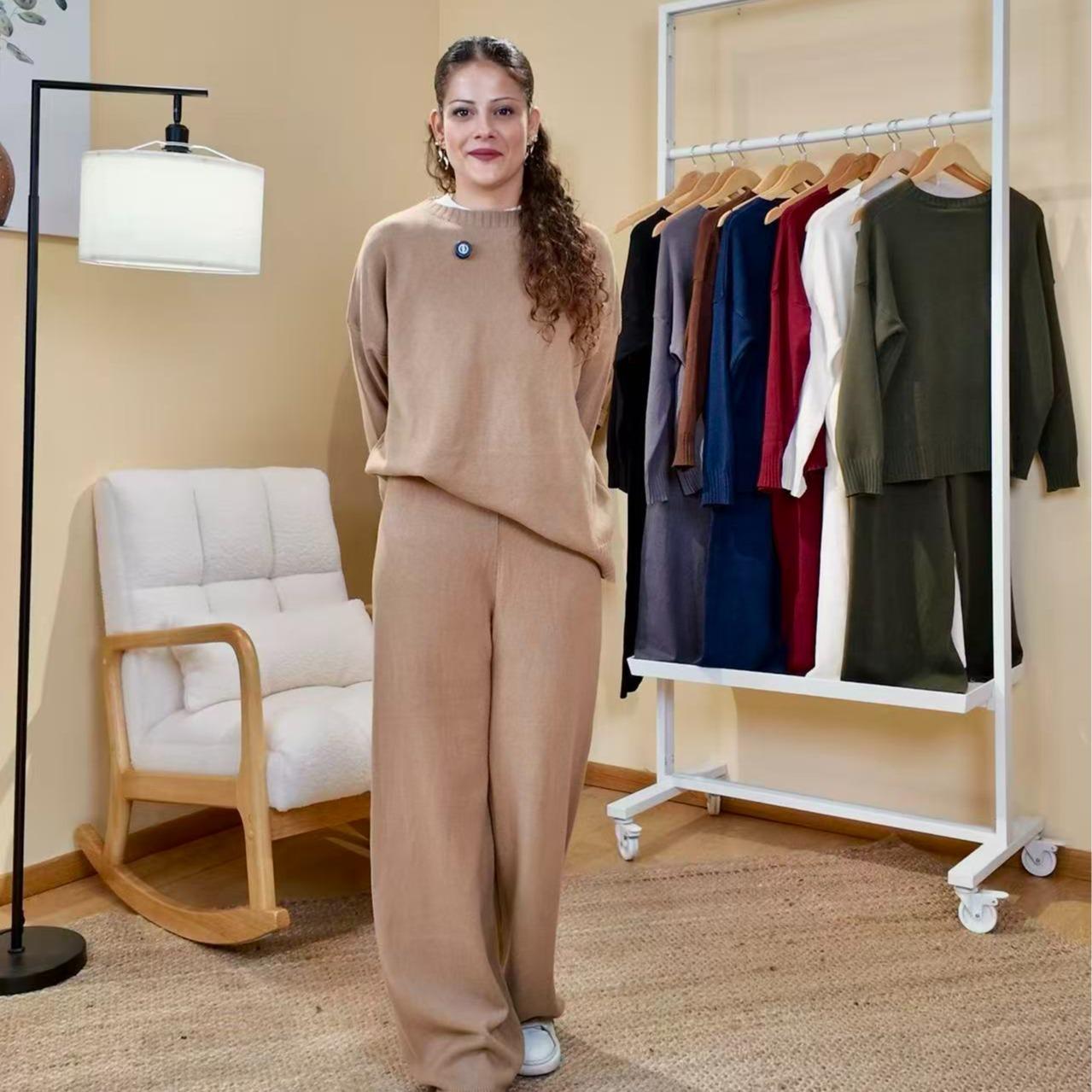 Completo Comfort Luxe in Maglieria - Made in Italy Set Lounge Casual Set Di Abbigliamento Coordinato