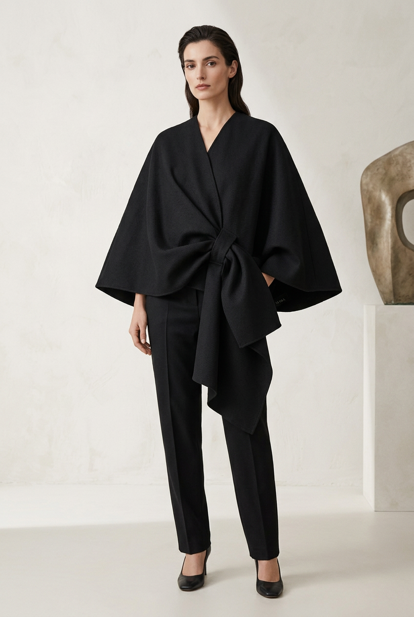 【Lady First】Maxi Mantella Fiocco Cammello - Made in Italy, Tessuto Caldo e Leggero, Taglio Morbido, Perfetto per Maglioni e Camicie, Taglia Unica, Eleganza e Comfort