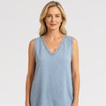 【Lady First】Canotta scollo V con pizzo Made in italy