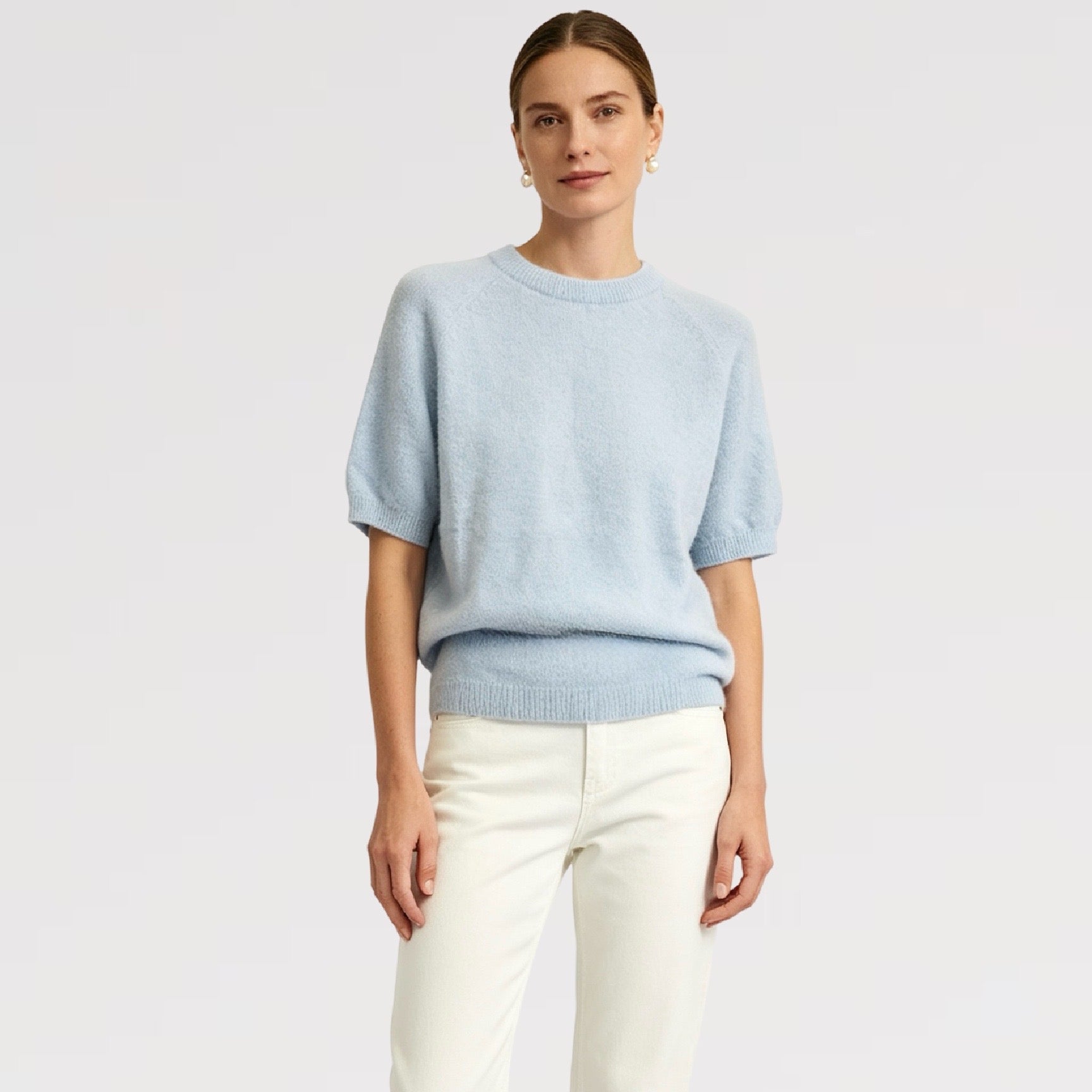【Lady First】Maglia Nuvola Soft Made in Italy - Maglia a Manica Corta in Filato Morbido e Soffice - Ideale per Mezza Stagione o Sotto Giacca - Larghezza 96 cm, Lunghezza 60 cm