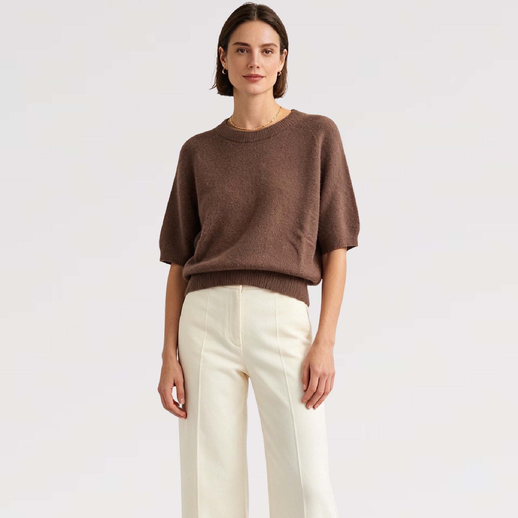 【Lady First】Maglia Nuvola Soft Made in Italy - Maglia a Manica Corta in Filato Morbido e Soffice - Ideale per Mezza Stagione o Sotto Giacca - Larghezza 96 cm, Lunghezza 60 cm