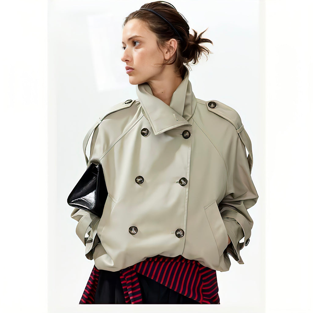 【Lady First】Alessia - Giacca Trench Corta Oversize - Made in Italy