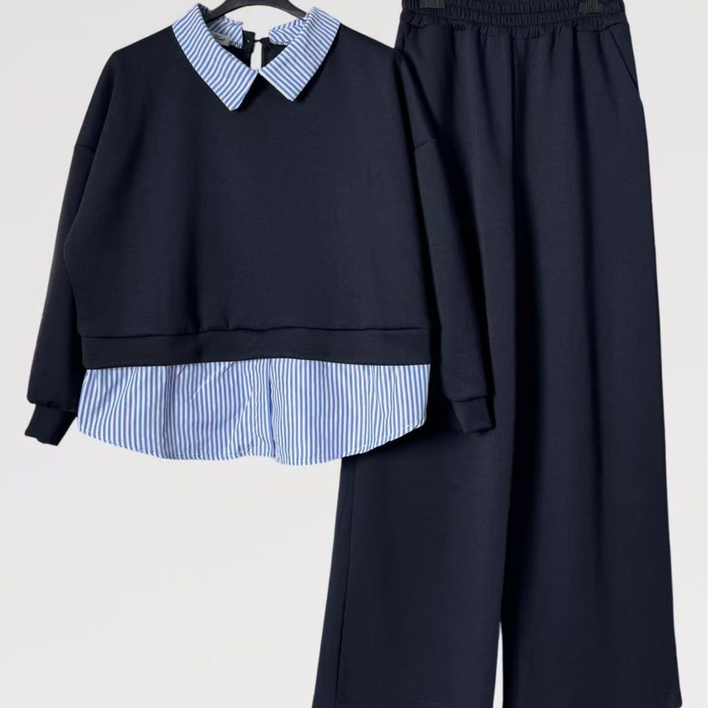 Completo Urban Chic Colletto a Contrasto - Made in Italy