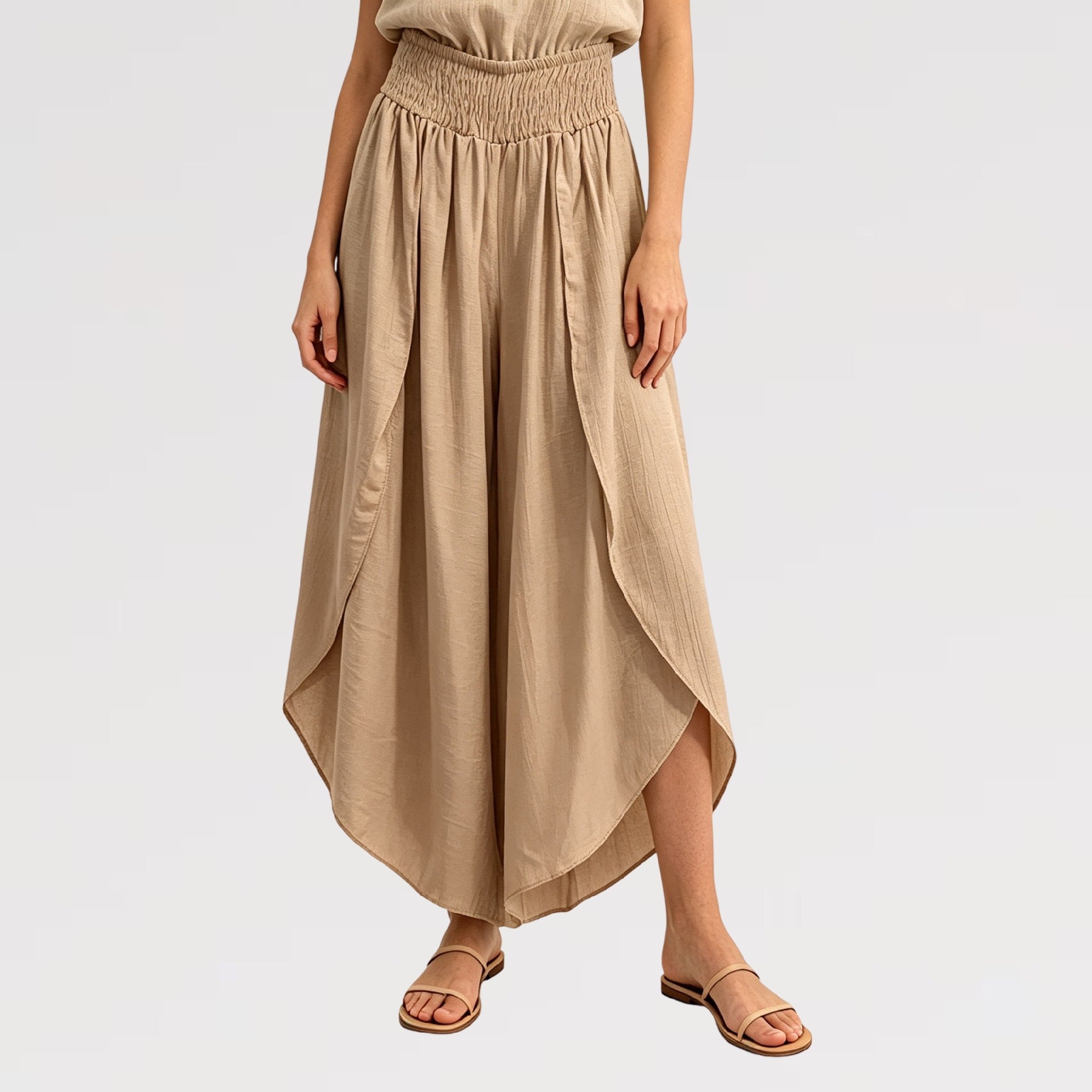 【Lady First】Pantalone GIOIA doppio strato effetto gonna, disponibile versione tinta unita e pois-Made in Italy