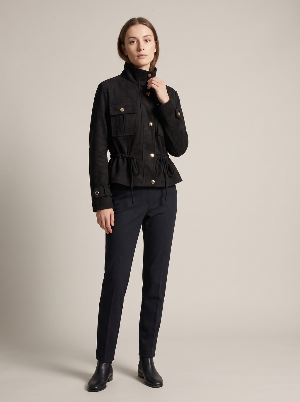 【Lady First】Giacca Kelly - Giacca corta safari effetto scamosciato Made in Italia