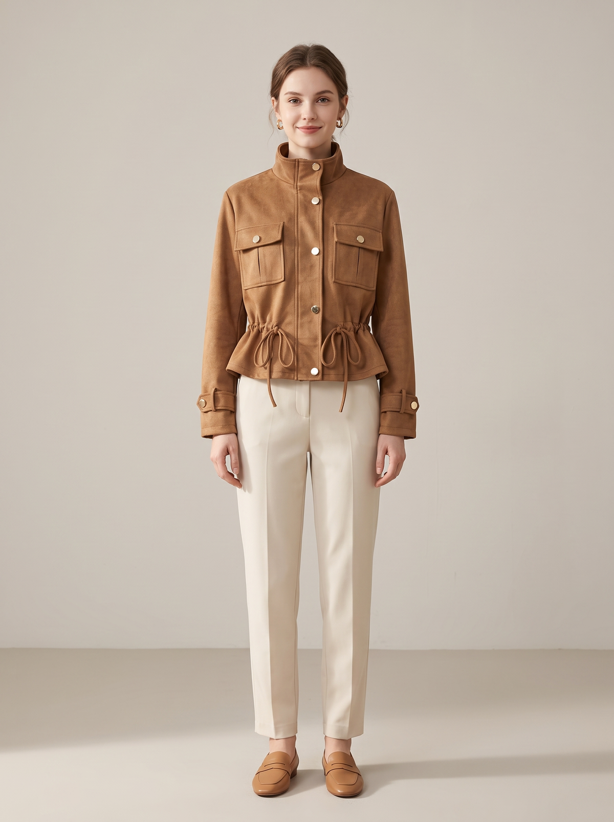 【Lady First】Giacca Kelly - Giacca corta safari effetto scamosciato Made in Italia