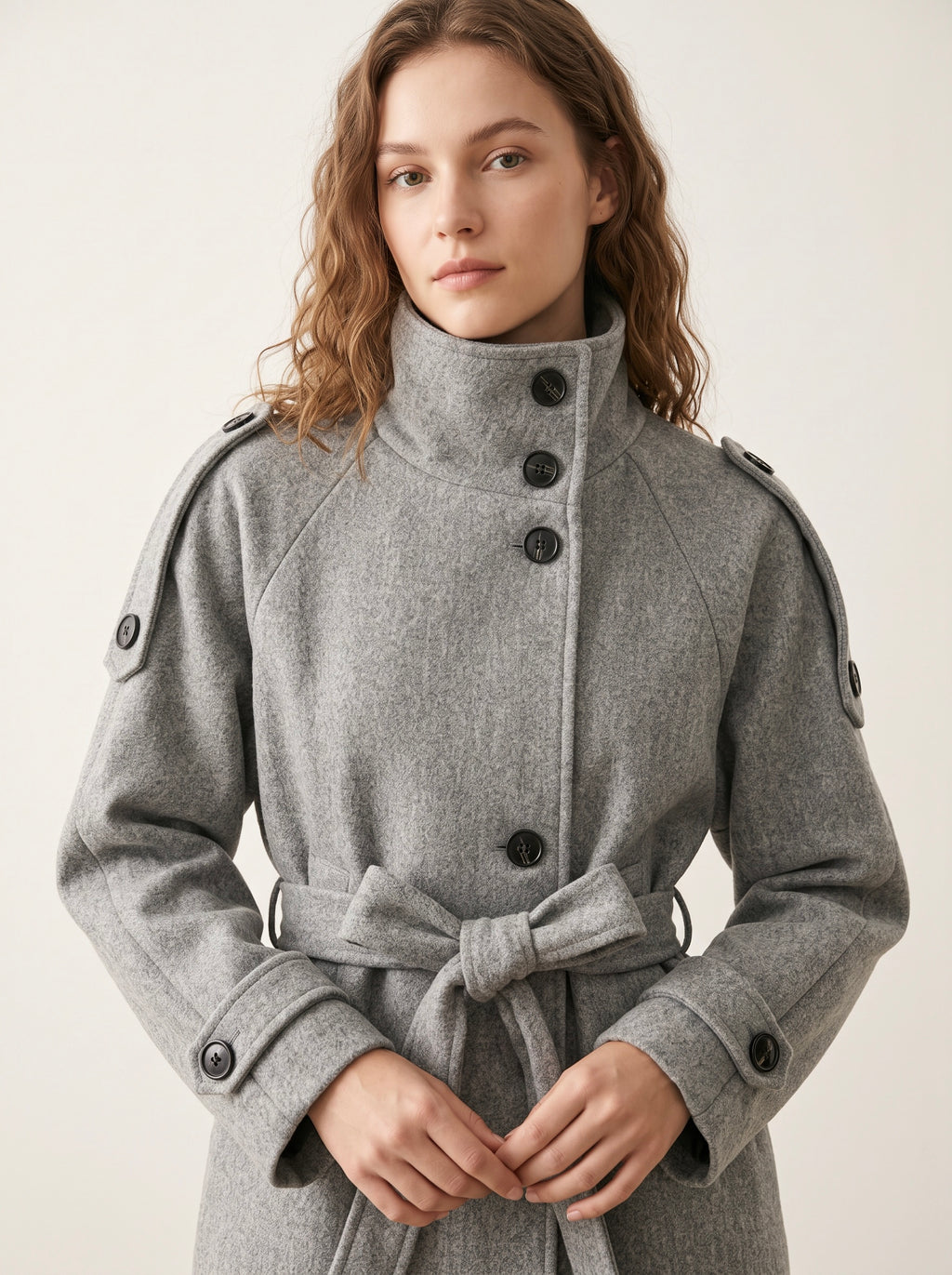 【Lady First】Cappotto corto CHIARA  collo alto con cintura ✨ Autunno Inverno