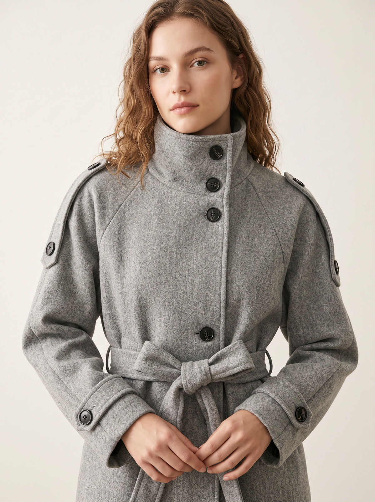 【Lady First】Cappotto corto CHIARA  collo alto con cintura ✨ Autunno Inverno