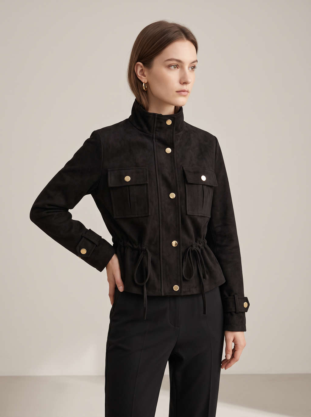 【Lady First】Giacca Kelly - Giacca corta safari effetto scamosciato Made in Italia