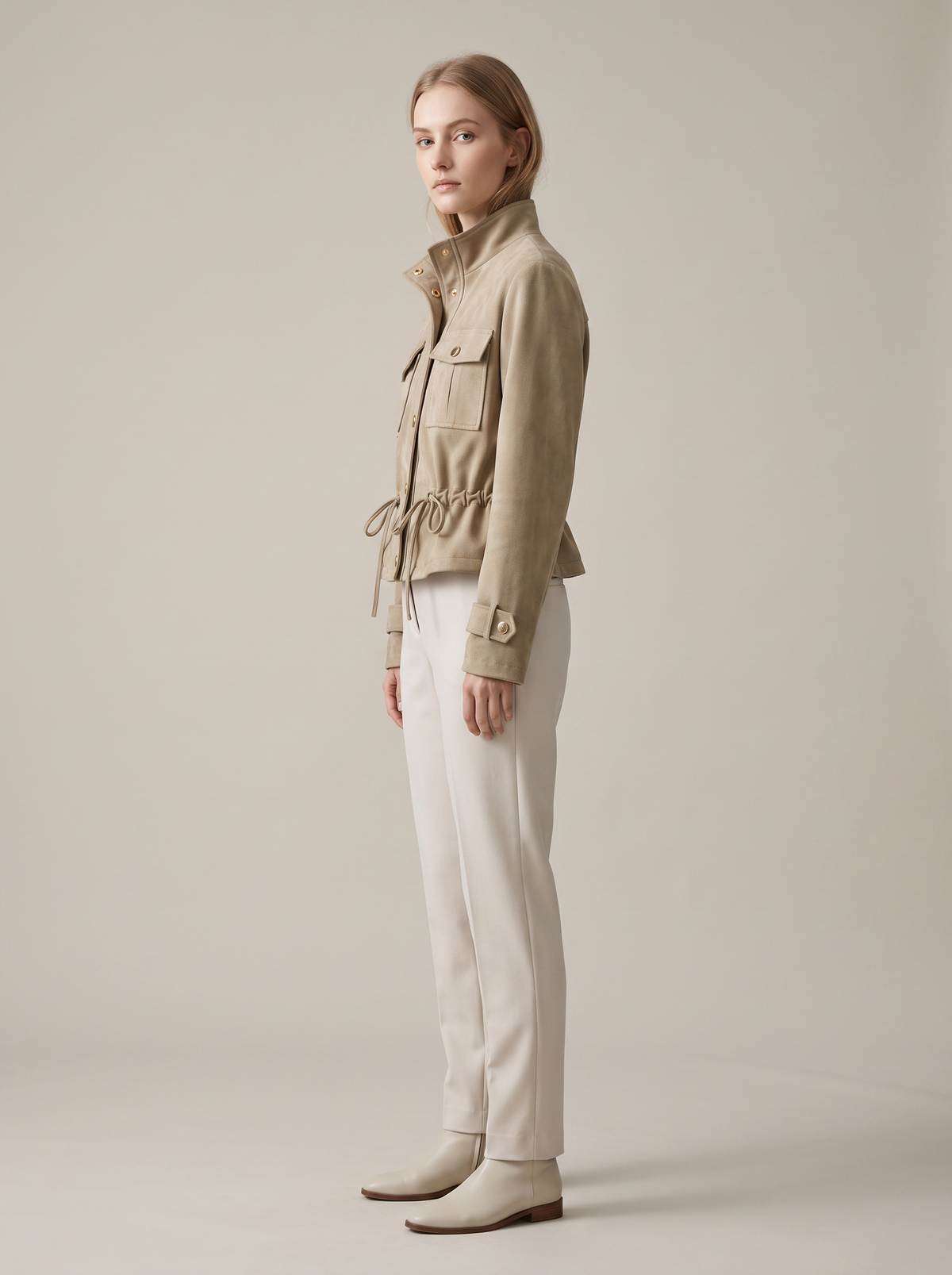 【Lady First】Giacca Kelly - Giacca corta safari effetto scamosciato Made in Italia
