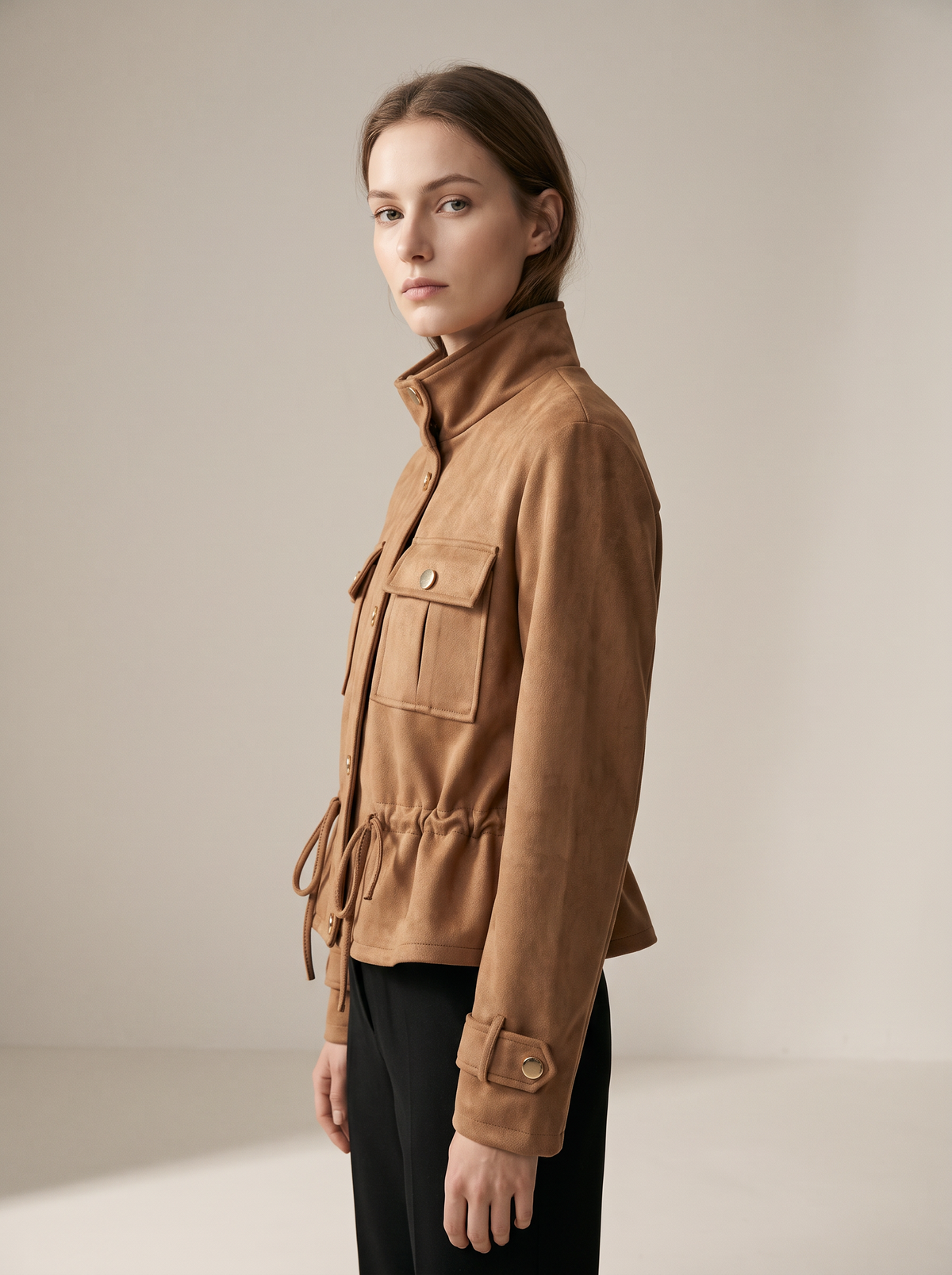 【Lady First】Giacca Kelly - Giacca corta safari effetto scamosciato Made in Italia