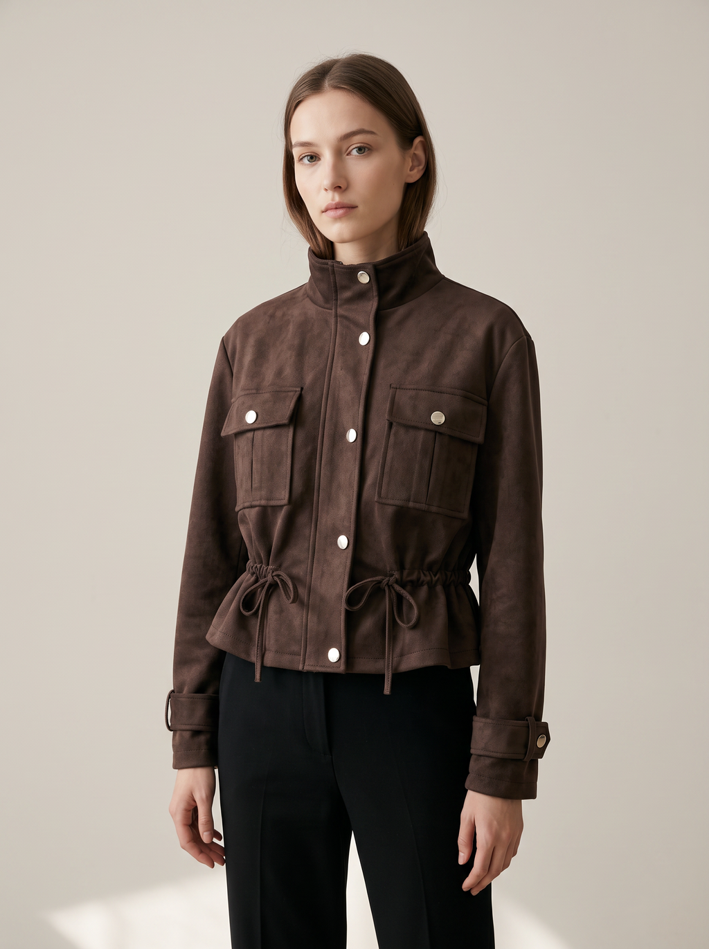 【Lady First】Giacca Kelly - Giacca corta safari effetto scamosciato Made in Italia