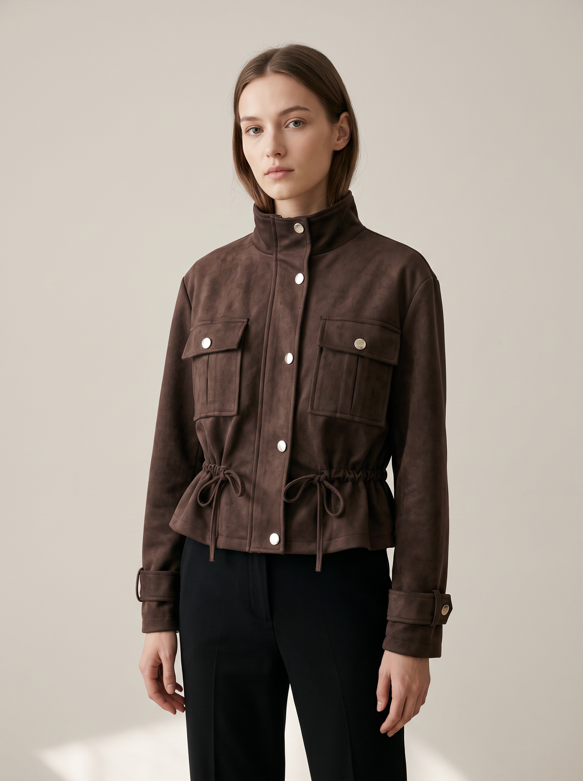【Lady First】Giacca Kelly - Giacca corta safari effetto scamosciato Made in Italia