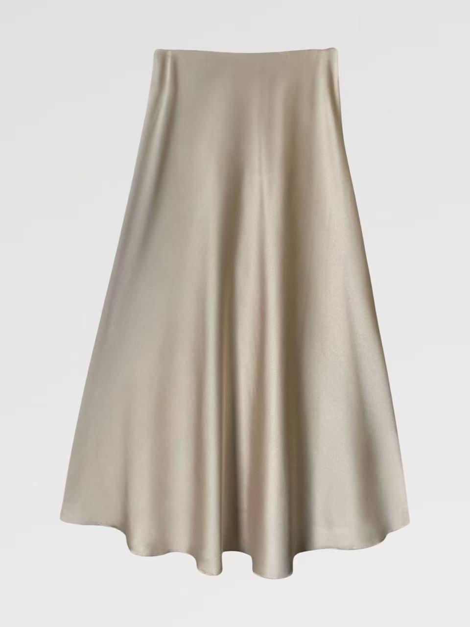 Gonna Lunga Effetto Raso Made in Italy con Finish Luminoso e Setoso Taglio Fluido e Elasticizzata per Comfort e Eleganza Perfetta per Occasioni Speciali