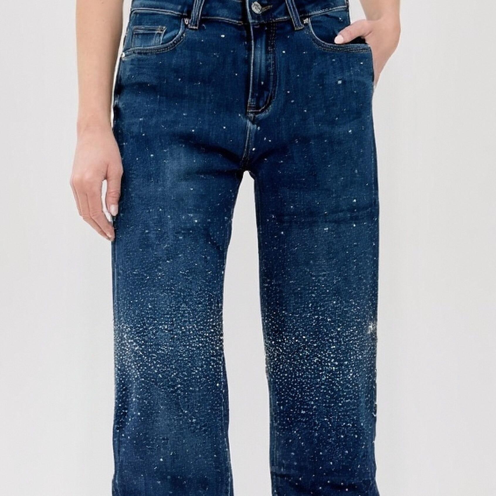 Jeans Blu con brillantini davanti e dietro per un look elegante e sofisticato