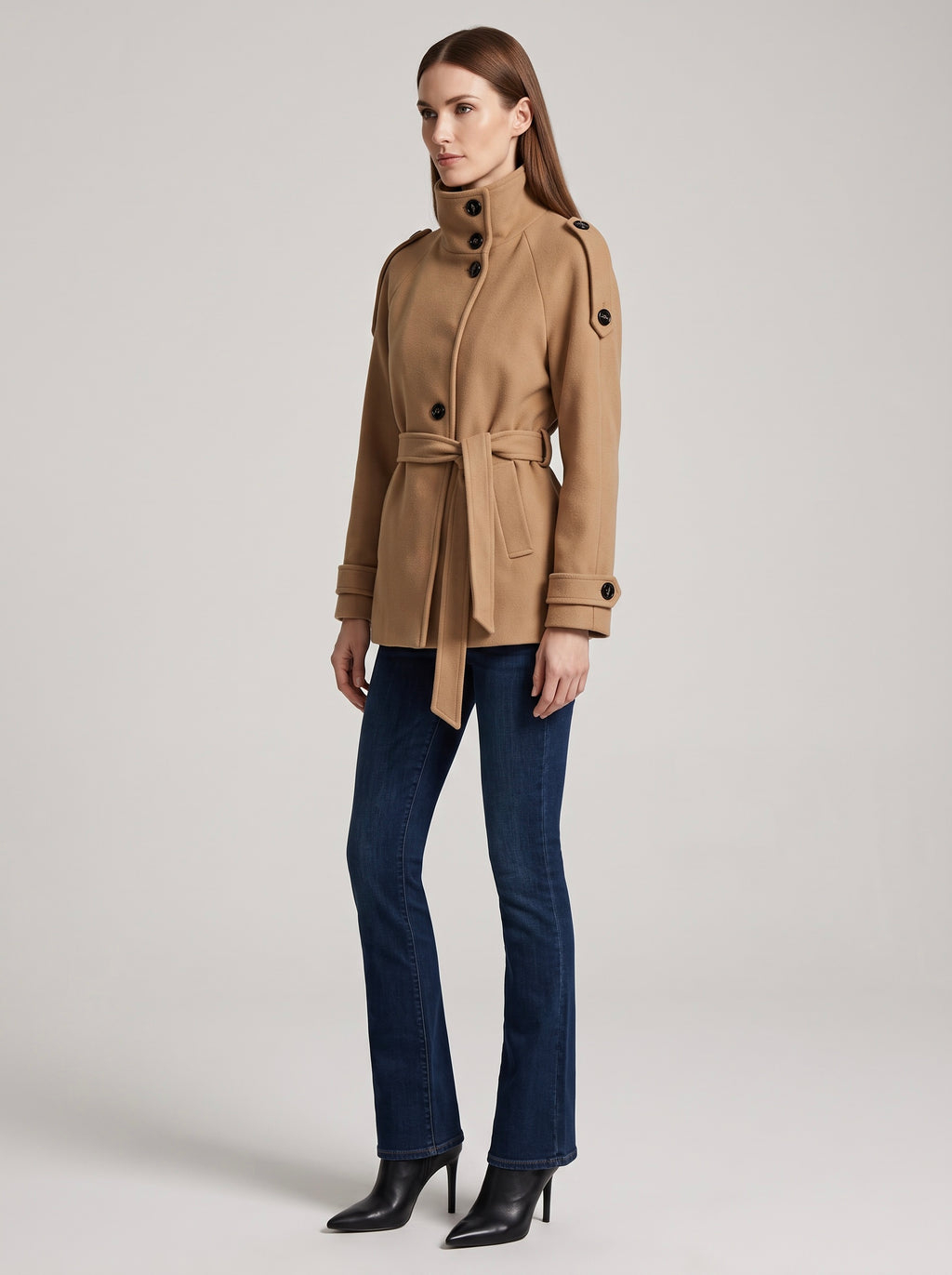 【Lady First】Cappotto corto CHIARA  collo alto con cintura ✨ Autunno Inverno
