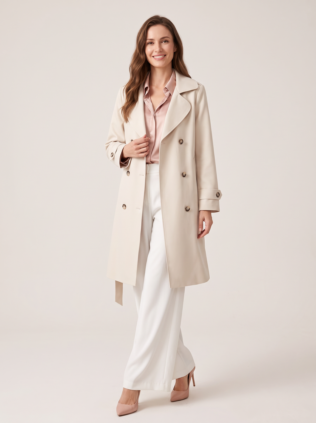 【Lady First】Trench Coat Elegance - Made in Italy - Eleganza Italiana con Stile Distintivo e Design Affascinante Sette Colori Eleganti Cuffia