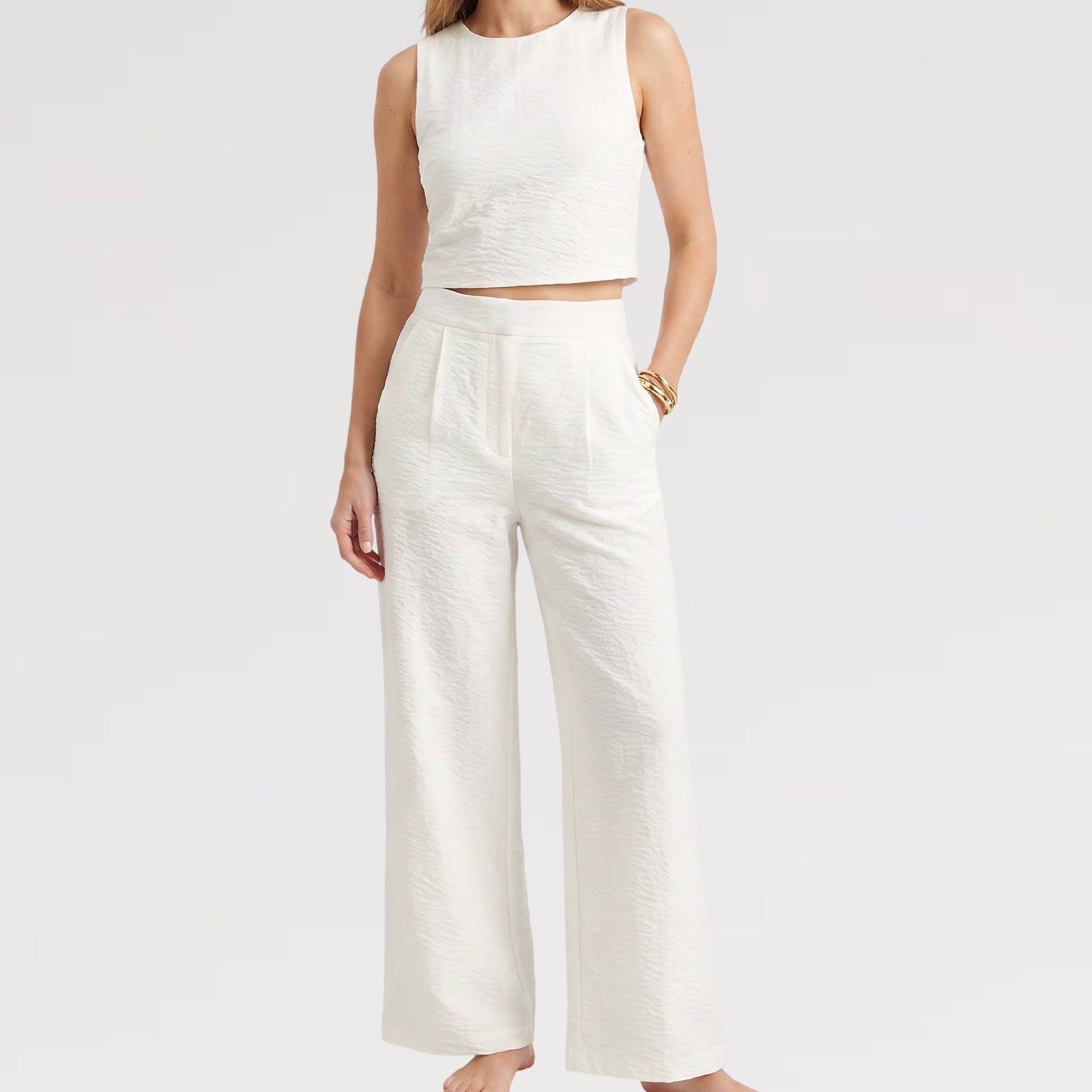 【Lady First】Completo Top e Pantalone in Viscosa – Coordinato set 2 pezzi - Made in Italy