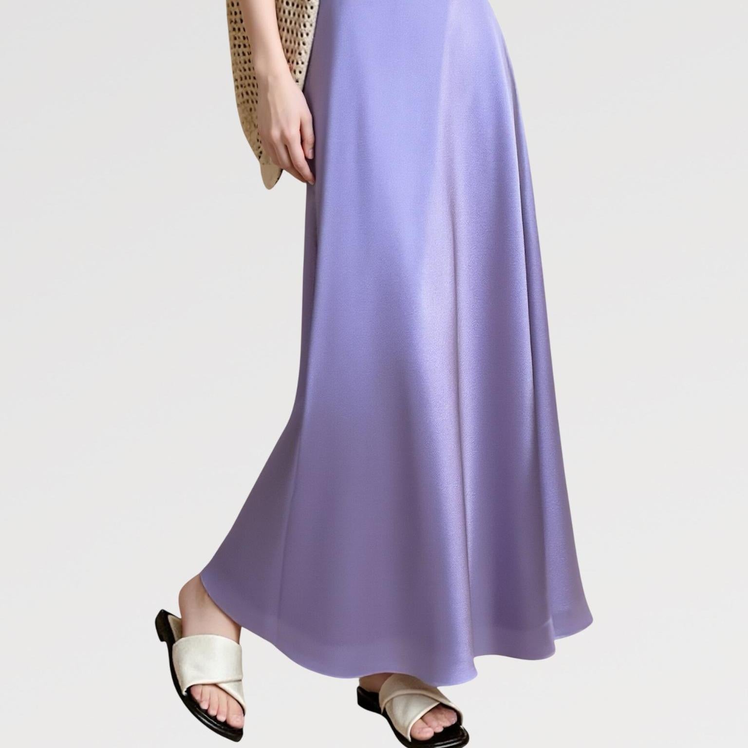 Gonna Lunga Effetto Raso Made in Italy con Finish Luminoso e Setoso Taglio Fluido e Elasticizzata per Comfort e Eleganza Perfetta per Occasioni Speciali