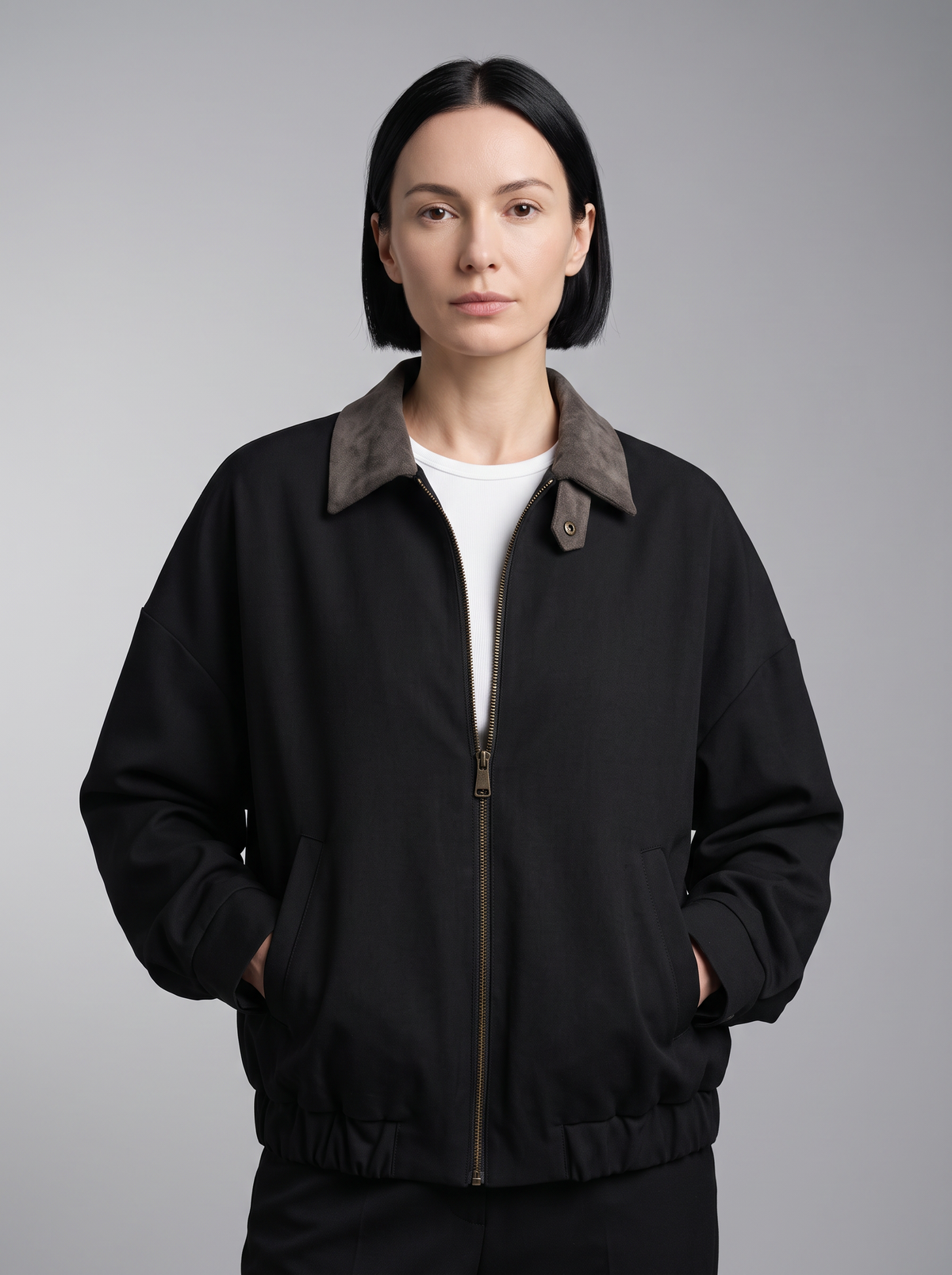 【Lady First】Giacca bomber Luana collo contrasto in velluto a coste – Made in Italy