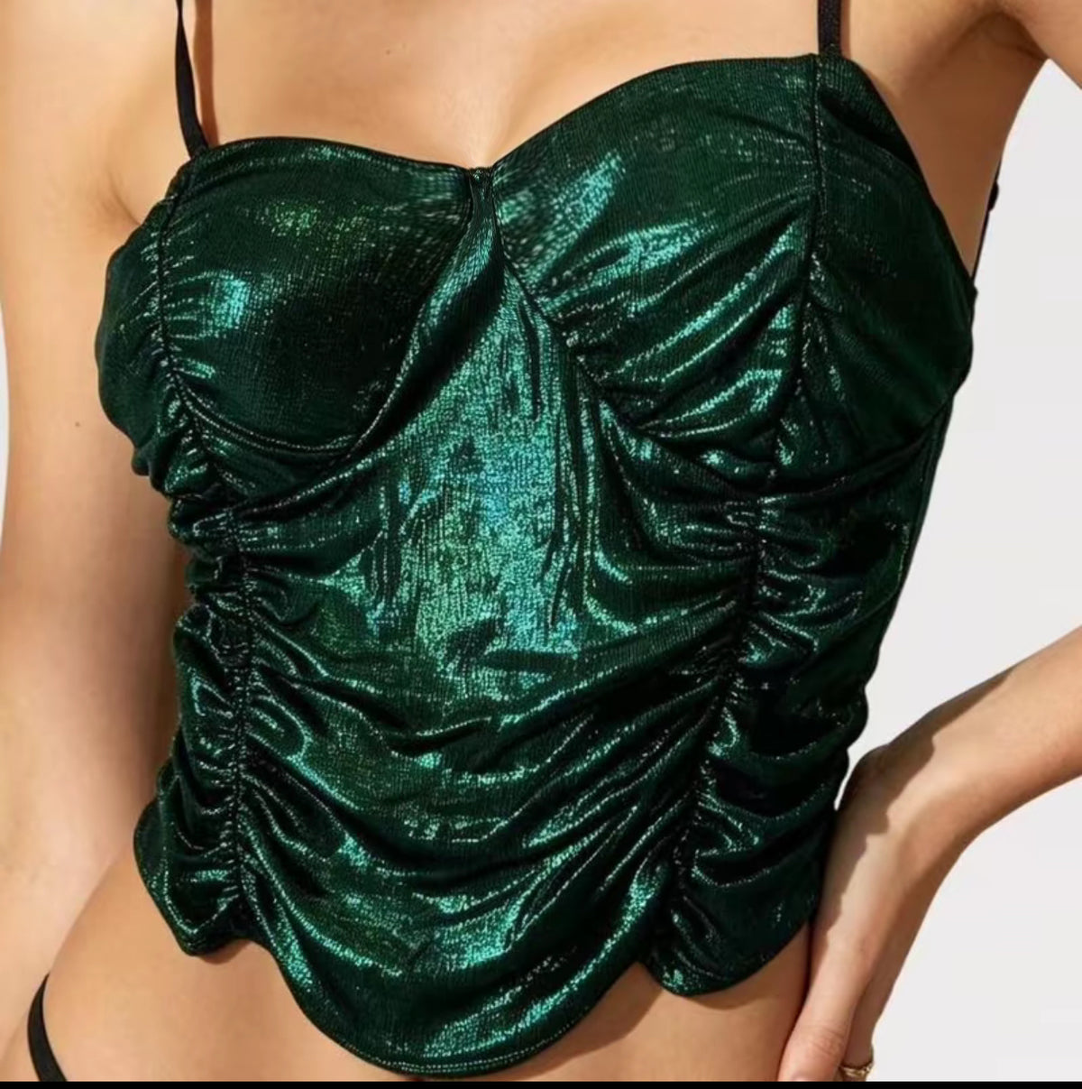 【Lady First】Top Corsetto Lurex "Party Glow" in Tessuto Elasticizzato Made in Italy con Effetto Brillante e Spalline Regolabili per Look Glamour