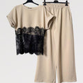Coordinato “Eleganza in Pizzo” - Made in Italy Viscosa - maniche corte arricciate