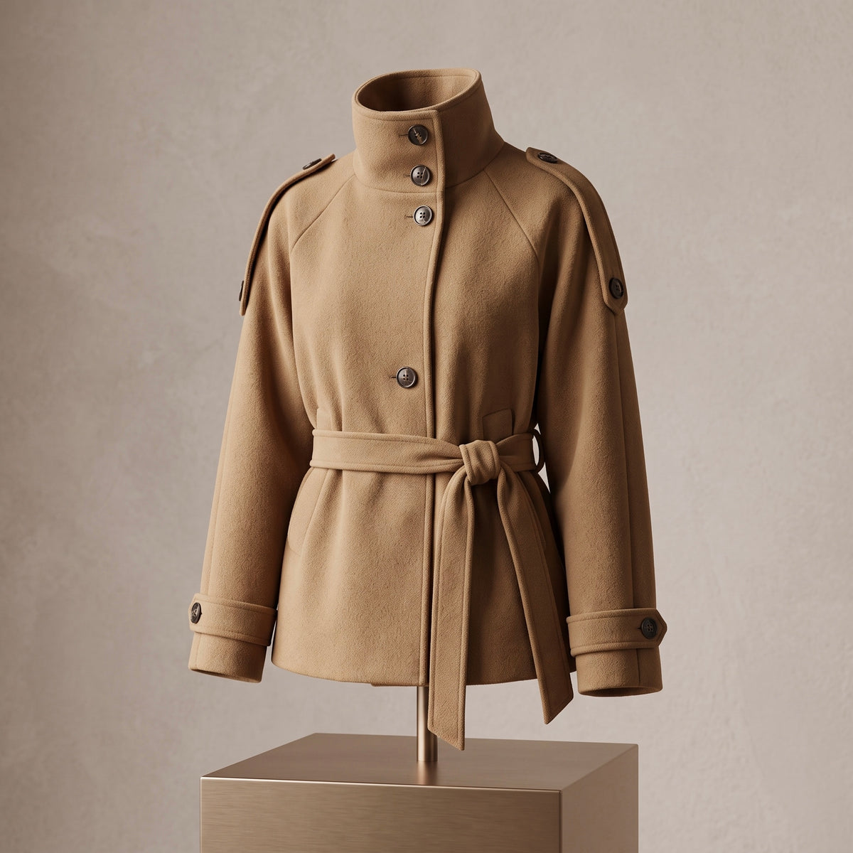 【Lady First】Cappotto corto CHIARA  collo alto con cintura ✨ Autunno Inverno