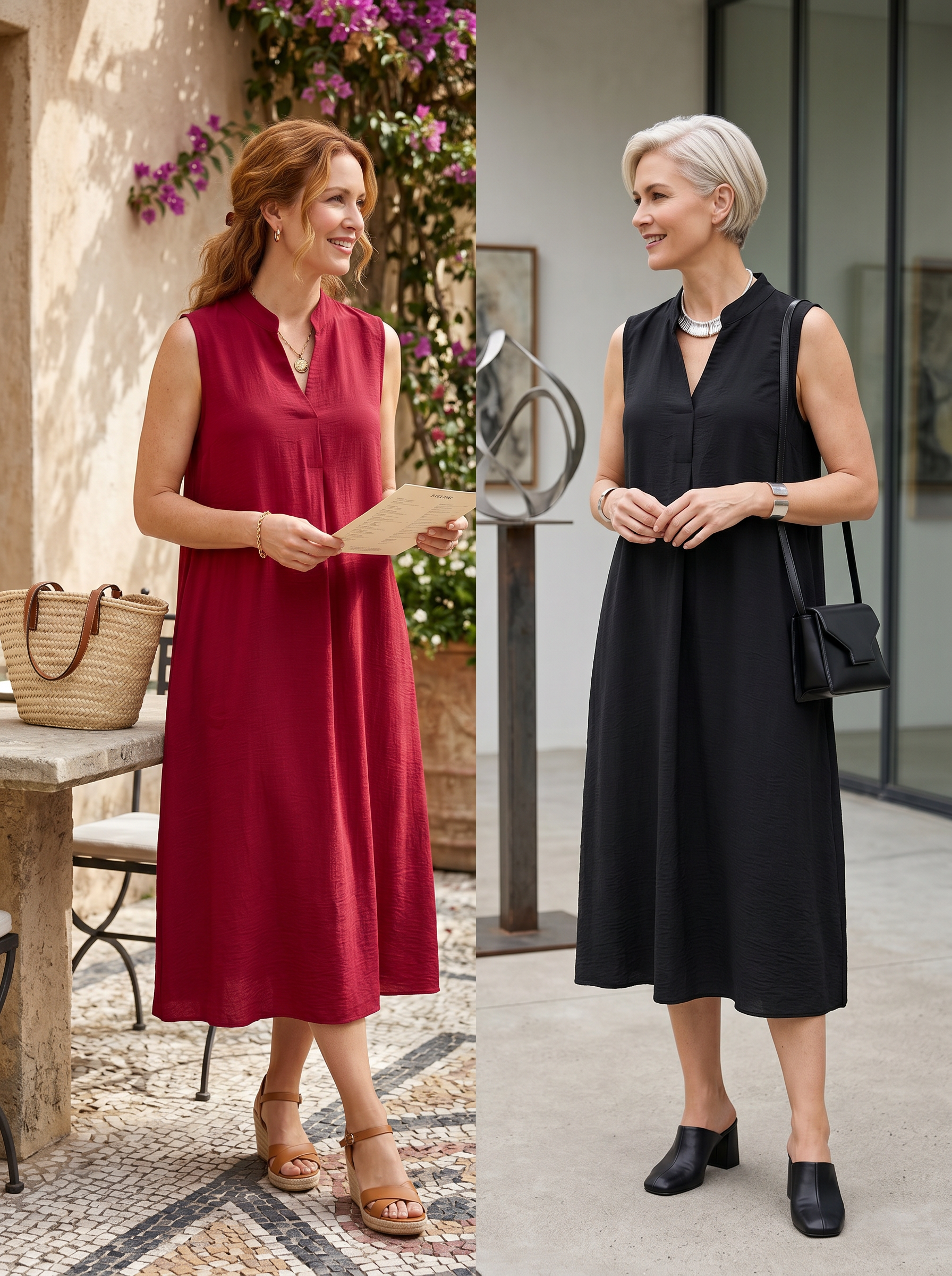 【Lady First】Abito LUNA Maxi Dress Fluido - Made in Italy