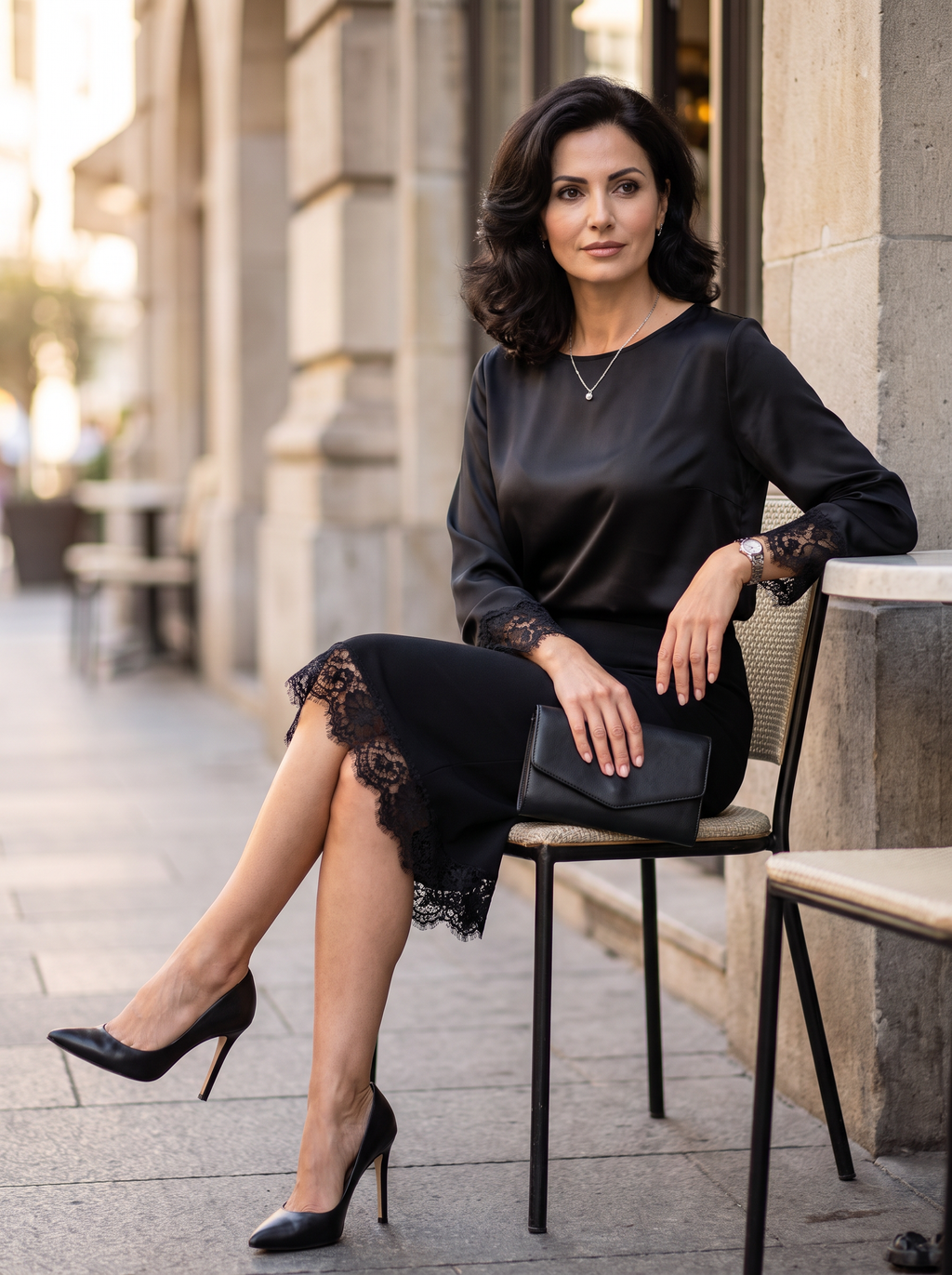 【Lady First】Satinbluse mit Spitzendetails und Rückenschnürung – Made in Italy