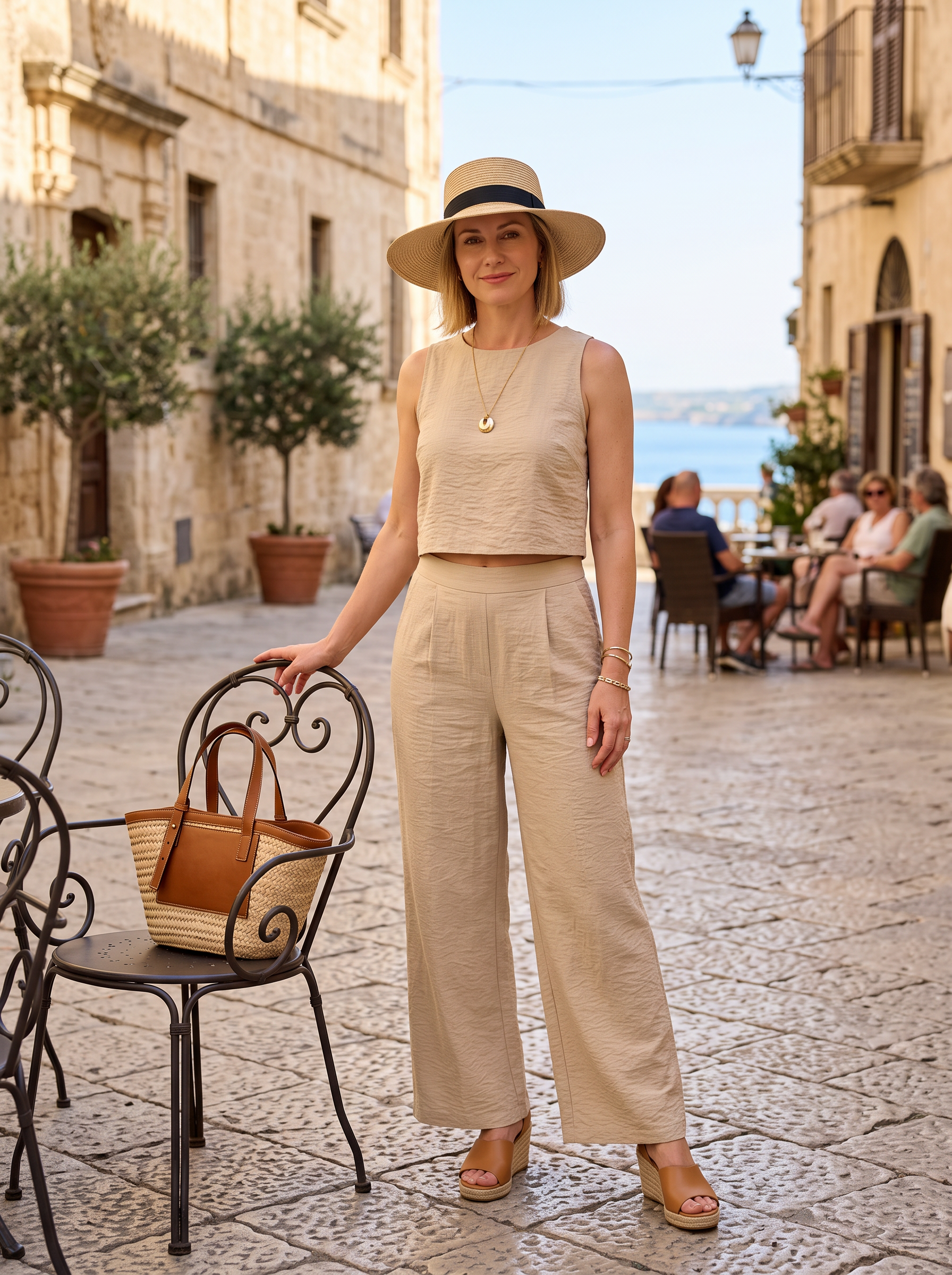 【Lady First】Completo Top e Pantalone in Viscosa – Coordinato set 2 pezzi - Made in Italy