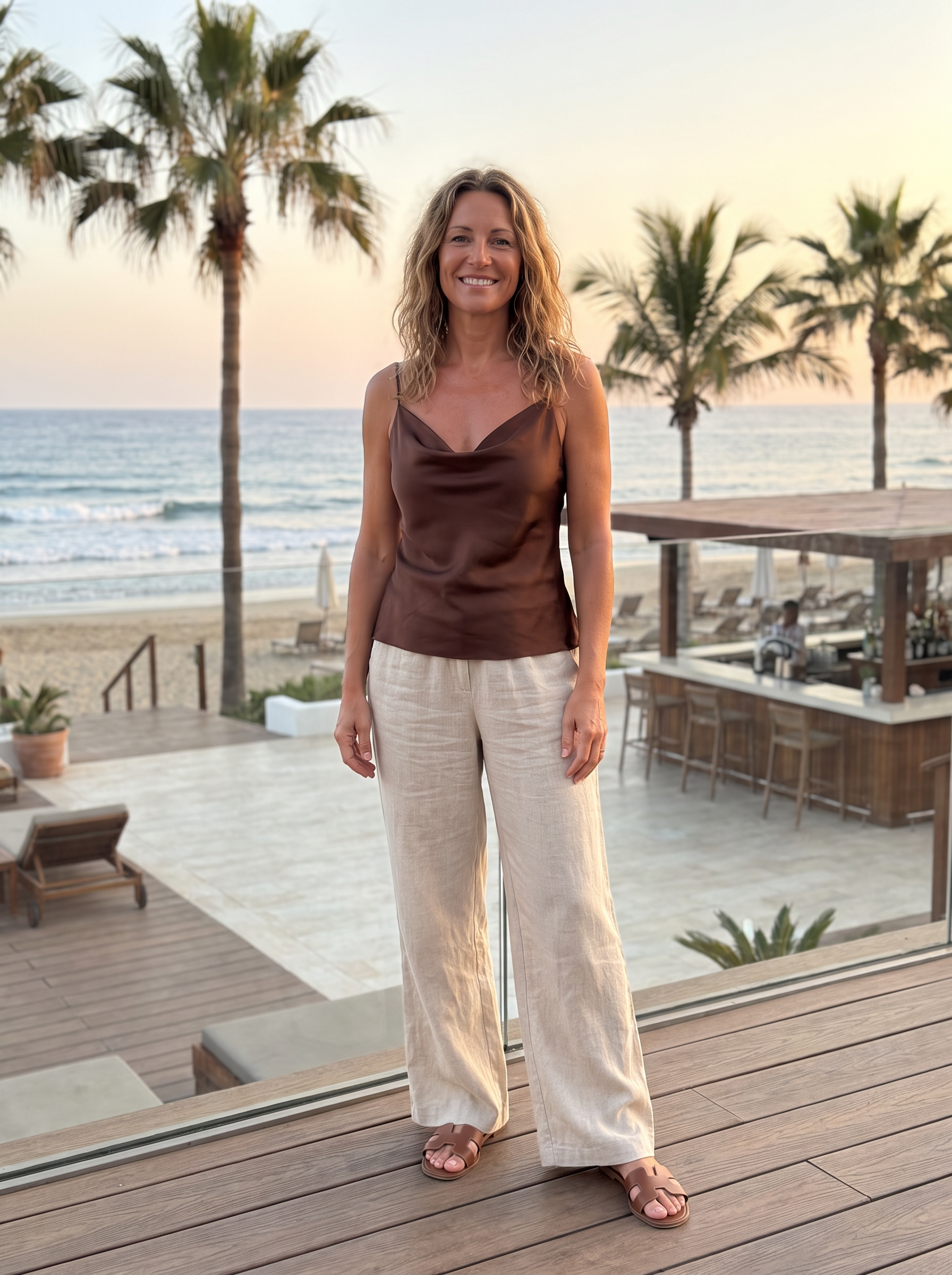 【Lady First】Canotta FLAVIA  a collo cadente, tessuto opaco, - Made in Italy