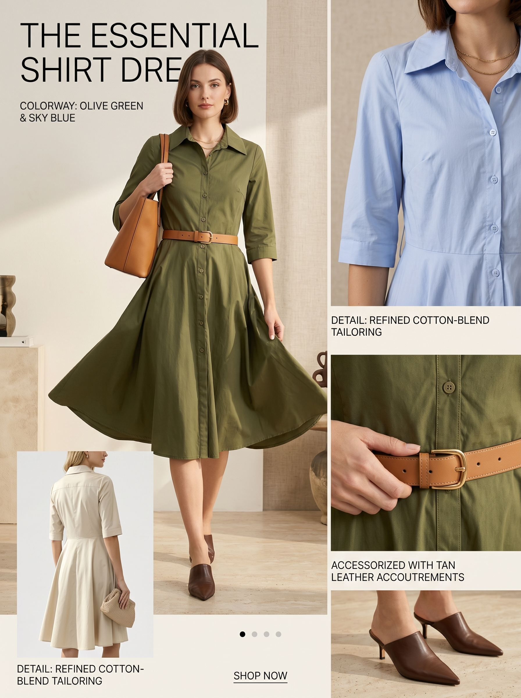 Abito Camicia  100% Cotone - Made in Italy