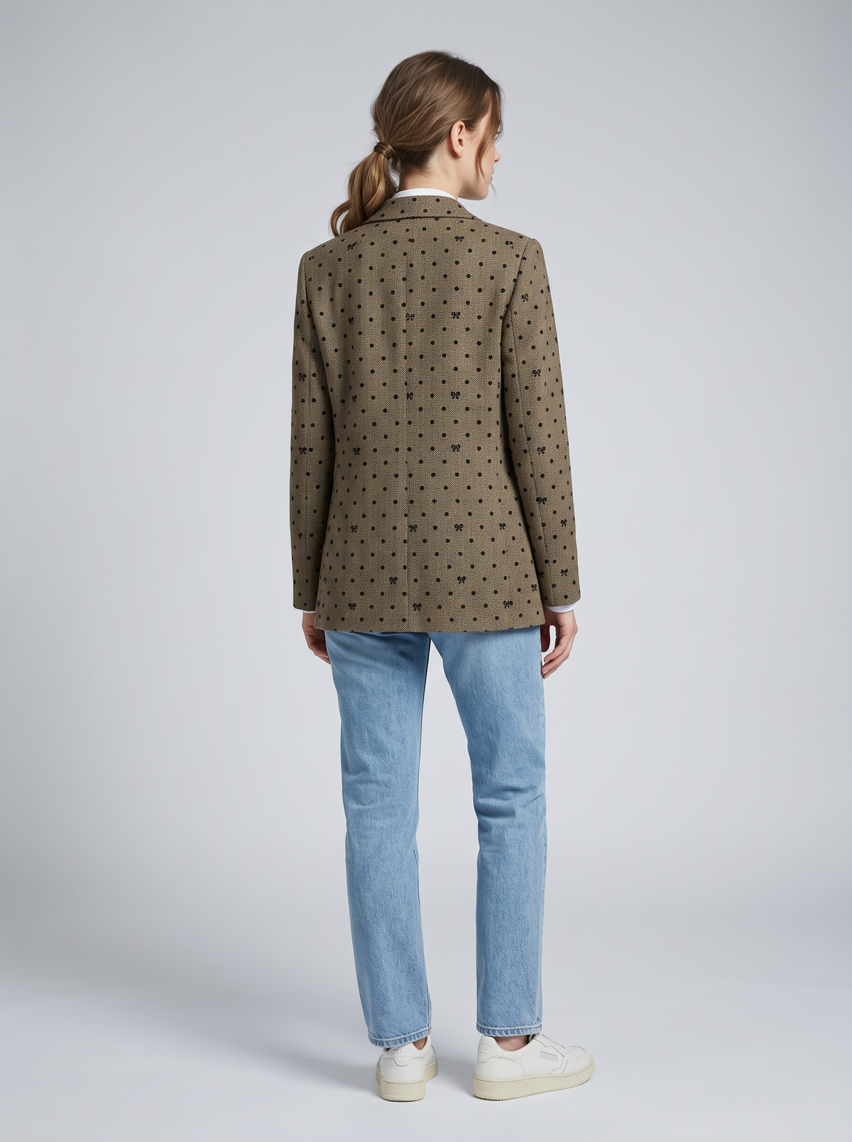 【Lady First】Blazer Vittoria Misto Lana fantasia pois e fiocchetti, oversize Made in Italy